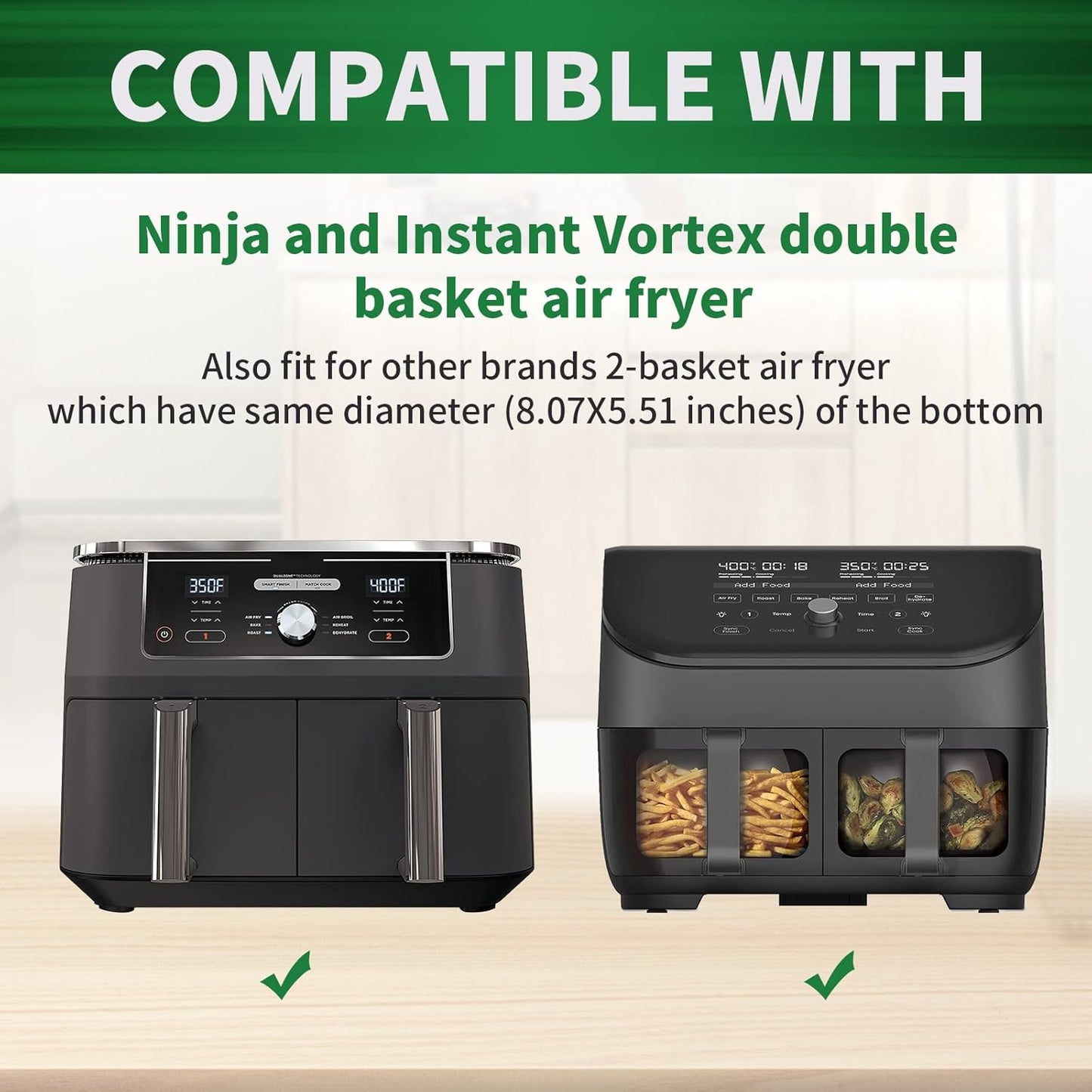 Air Fryer Liners Disposable, 100 pcs Rectangle Parchment Paper Sheets for Ninja Dual Air Fryer