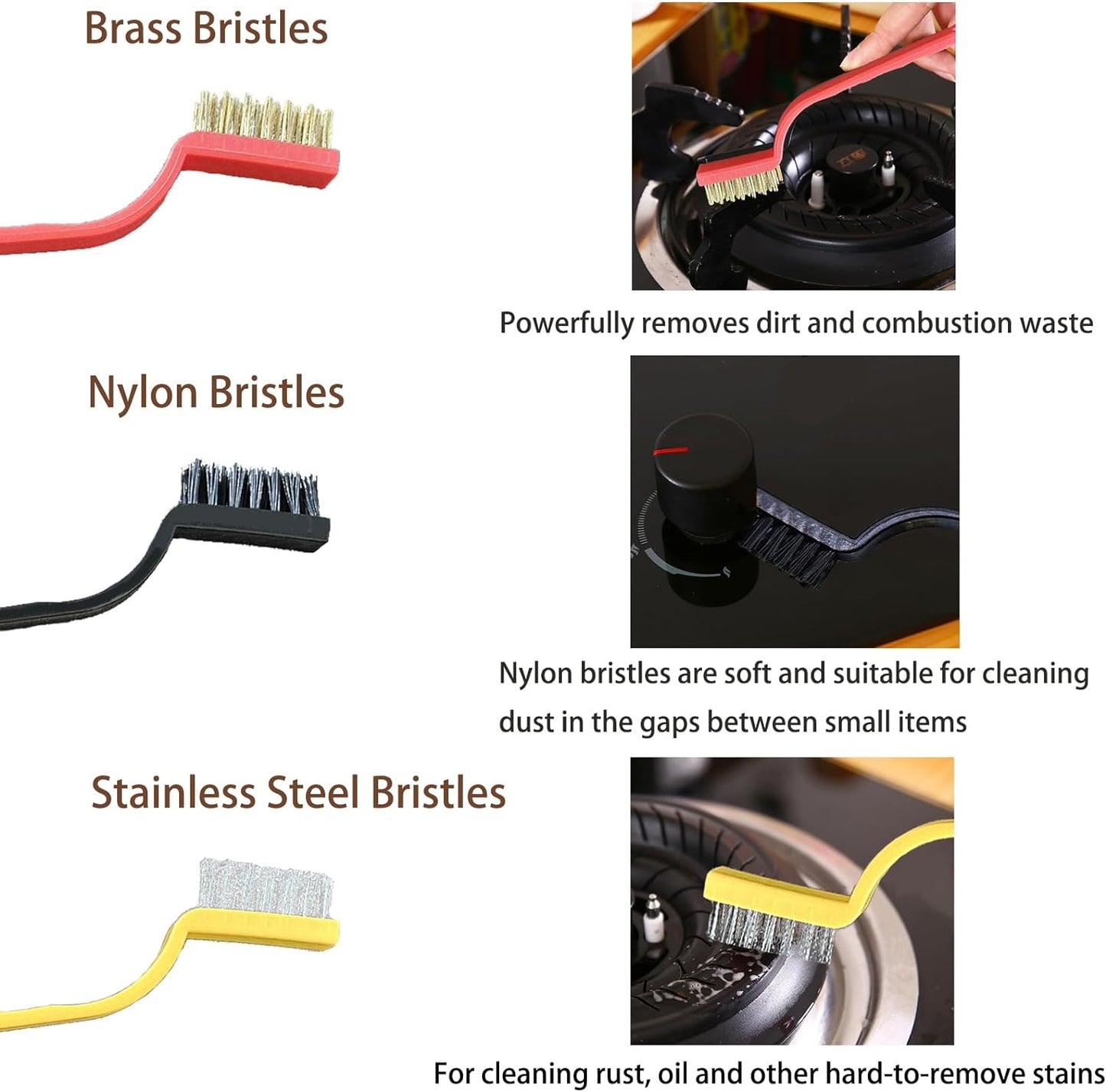 7 Pcs Multi-Purpose Crevice Cleaning Brush Tool for Stubborn Kitchen Grease Stains, Bathroom Crevices, Window Gutters, Tiles and Faucets