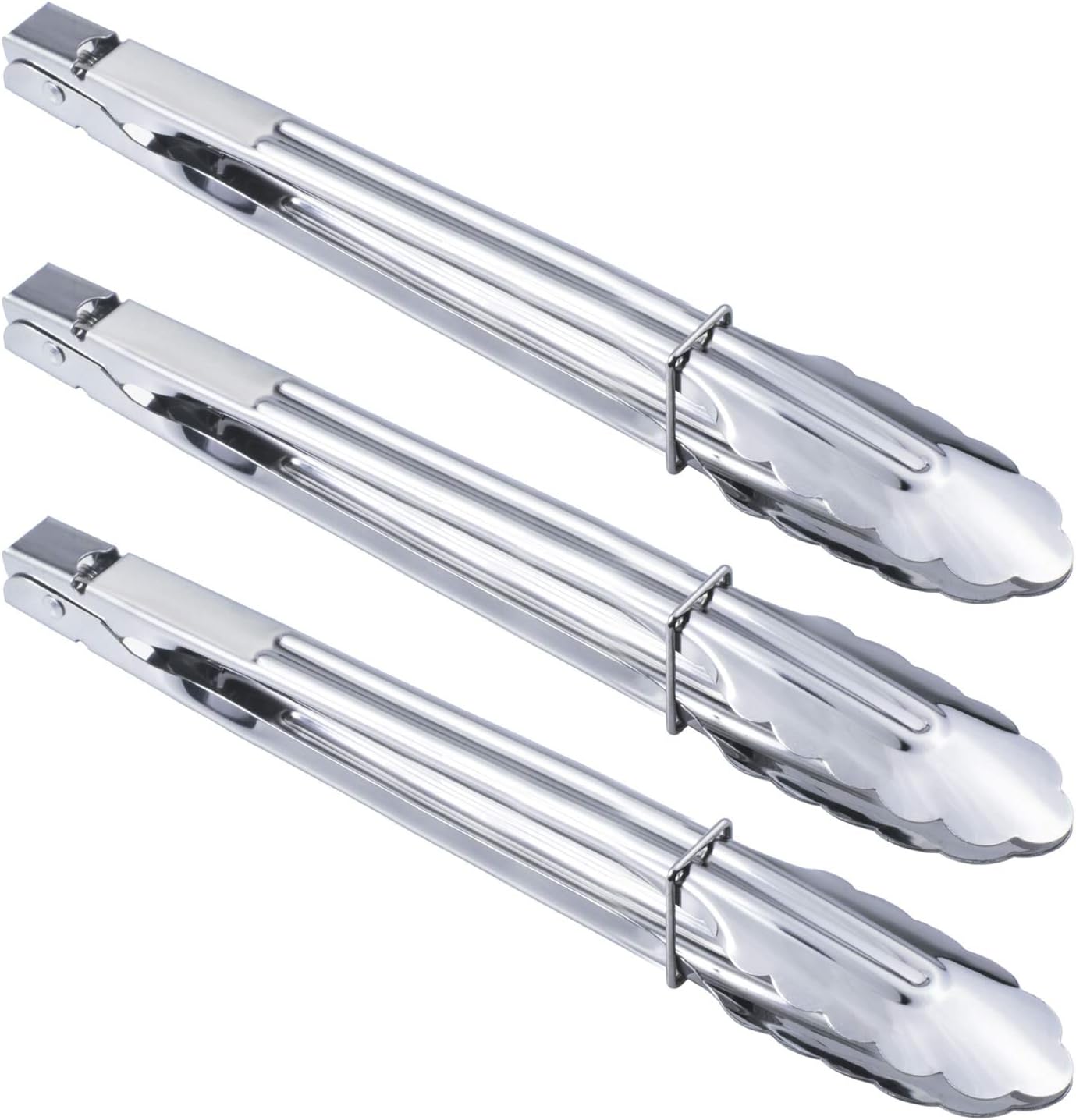 Stainless Steel Serving Tongs Grilling Tongs for Cooking Camping Barbecue (12-Inch 3 Pieces)