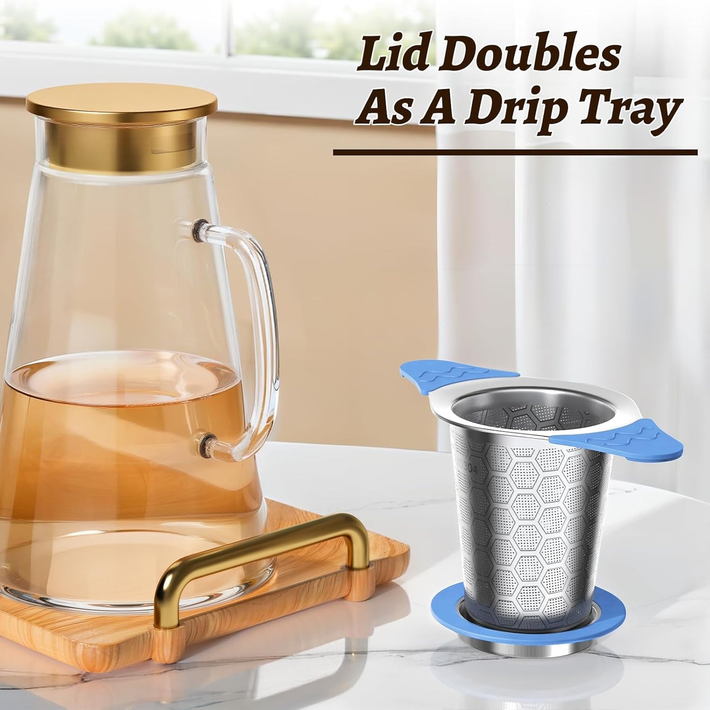 Tea Infuser for Loose Leaf Tea,18/8 Stainless Steel Tea Infuser with Heat Proof Silicone Handles,Extra Fine Mesh Tea Strainers Filter Fine Tea Leaves Effectively,Fits TeaPots/Mugs -Blue