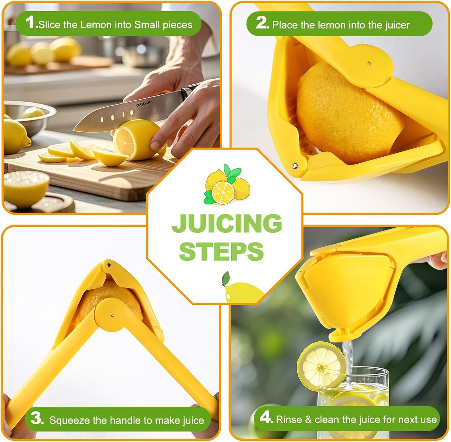 Lemon Squeezer, Effective Squeezing Juice Press, Easy-to-Use, Sturdy Flat Manual Lemon Juicer, Lime Squeezer, Citrus Juice Presser, to Squeeze Lemons, Limes, Citrus, oranges And Other Fruits
