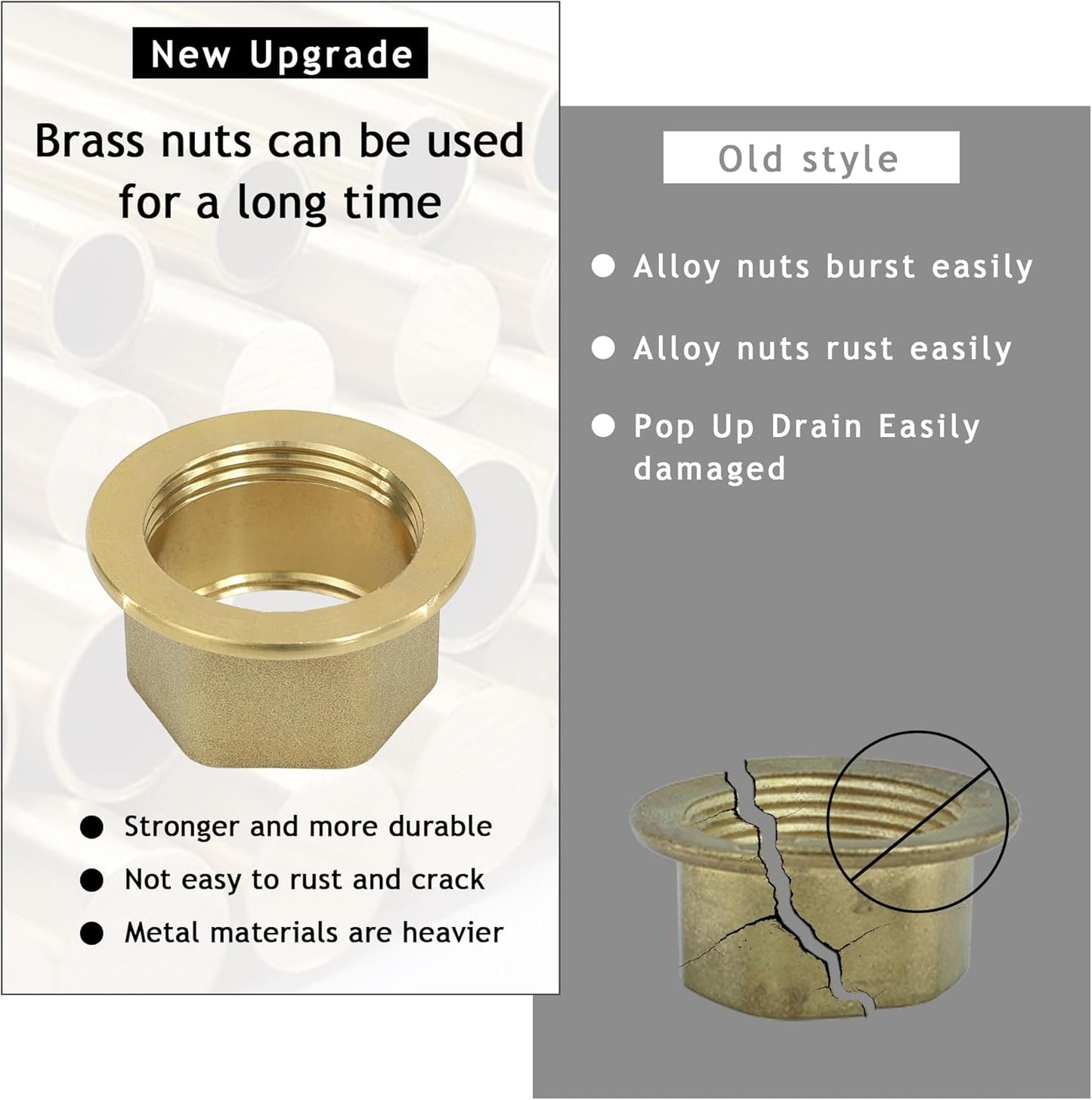 Bathroom Sink Drain,2 Pack Gold Stainless Steel Bathroom Drain Stopper Without Overflow,Small Cap Pop Up Drain Assembly with Detachable Strainer Basket,Built-in Anti-Clogging