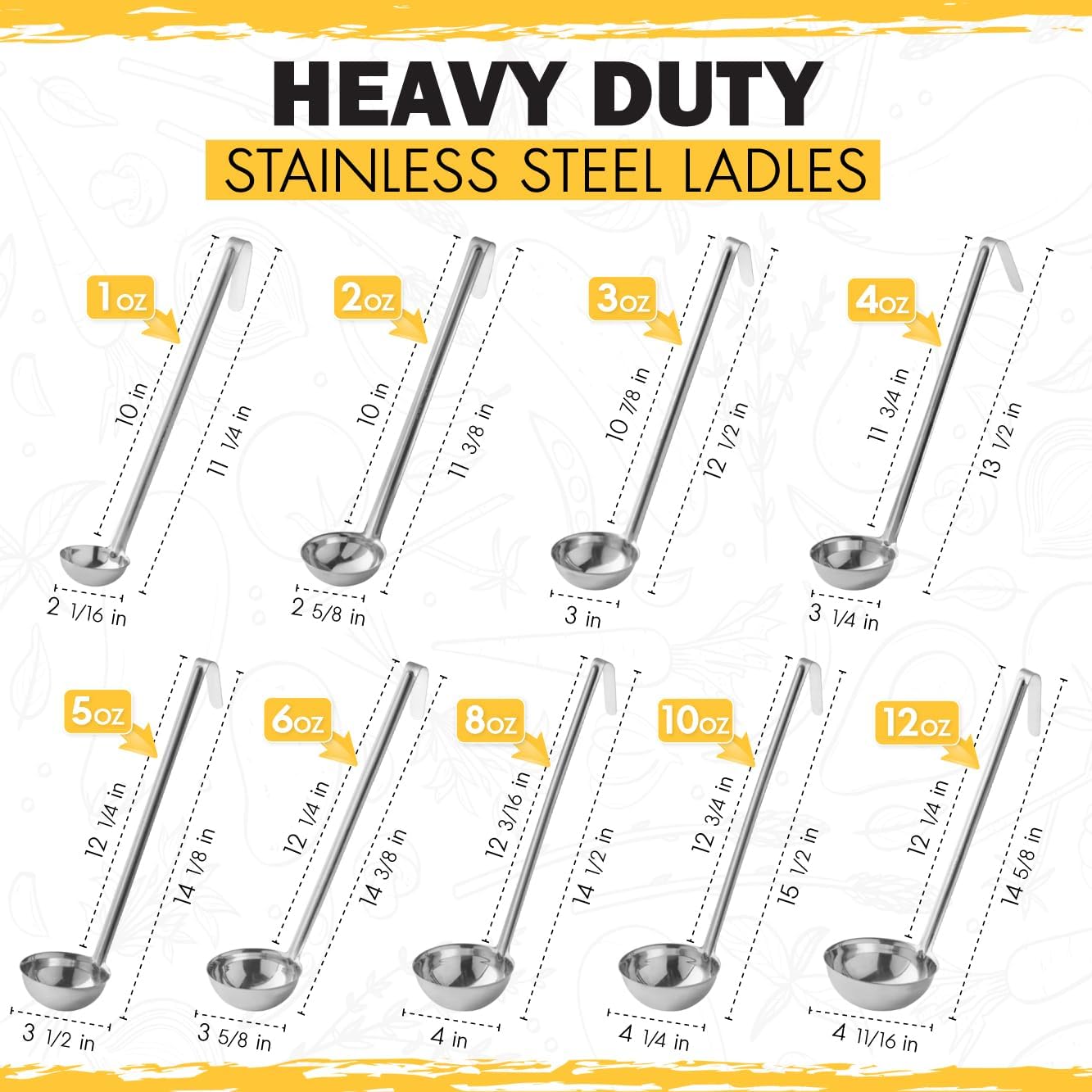 Ladle - Durable Stainless Steel Ladle Serving Measuring Soup Dressing Sauce Gravy Sturdy Dependable Long Handle for Kitchen (1, 2 Oz.)