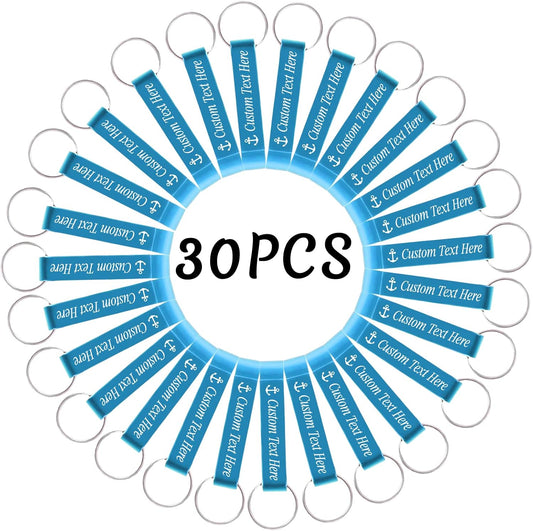 30PCS Personalized Bottle Opener Keychain Bulk Custom Beer Bottle Opener with Logo Text Engraved Wedding Bottle Opener Favors Customized Gifts for Guests Baby Shower Birthday Party-Sky Blue