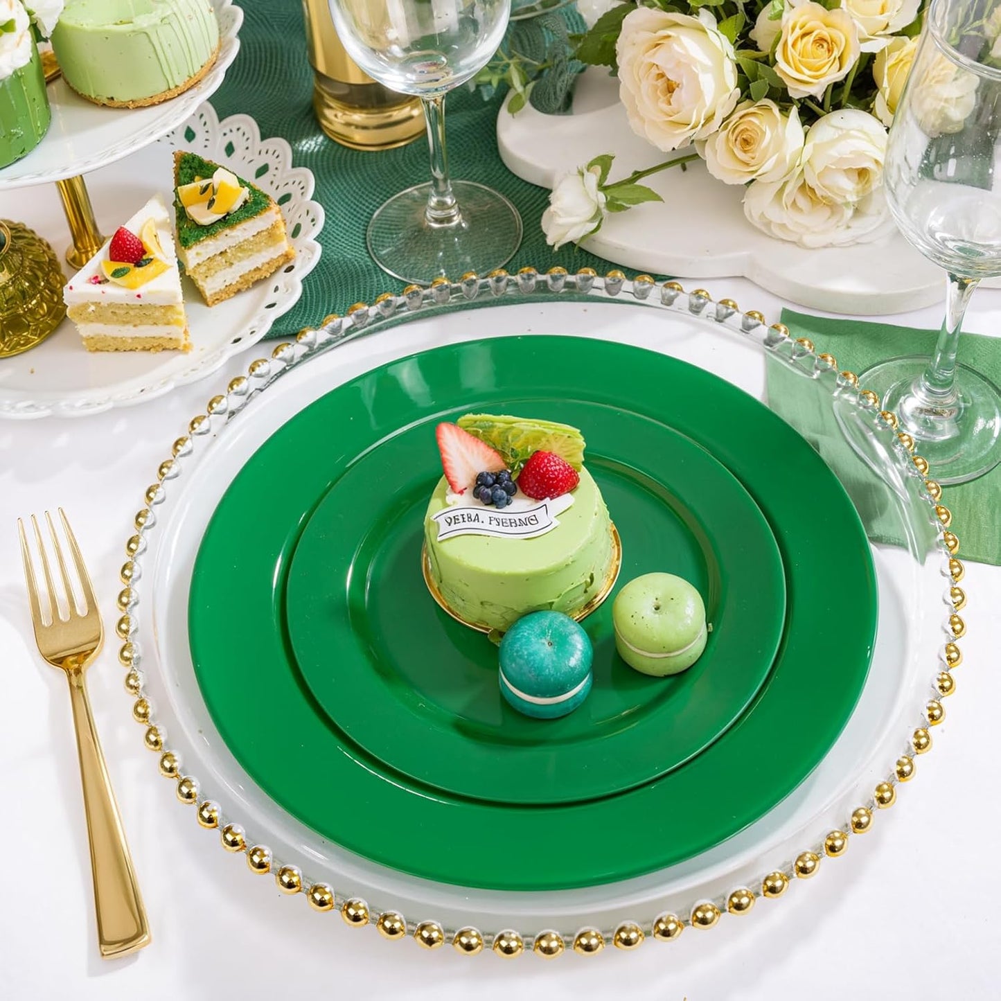 FLOWERCAT 60PCS Green Plates & St. Patrick's Day Plates - Heavy Duty Dark Green plates Disposable for St. Patrick's Party&Super Bowl- Include 30PCS 10.25" Dinner Plates & 30PCS 7.5" Dessert Plates