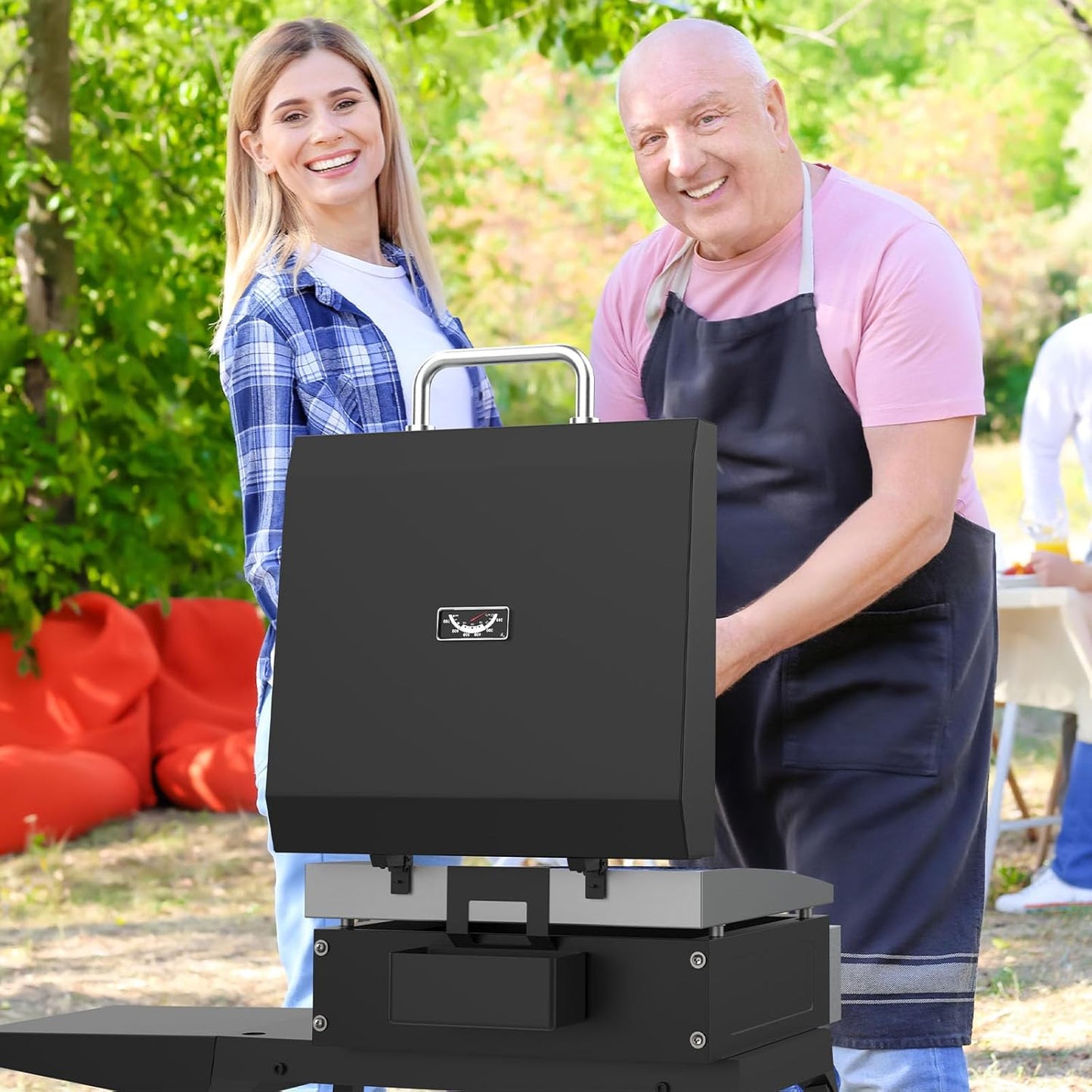 Upgraded Griddle Hinged Lid for 17" Blackstone 1971 1832 1814 1900 1650 1819 2142 1945 1939 1867 and More, Hard Cover Hood with Thermometer for Blackstone 17 Inch Griddle Accessories