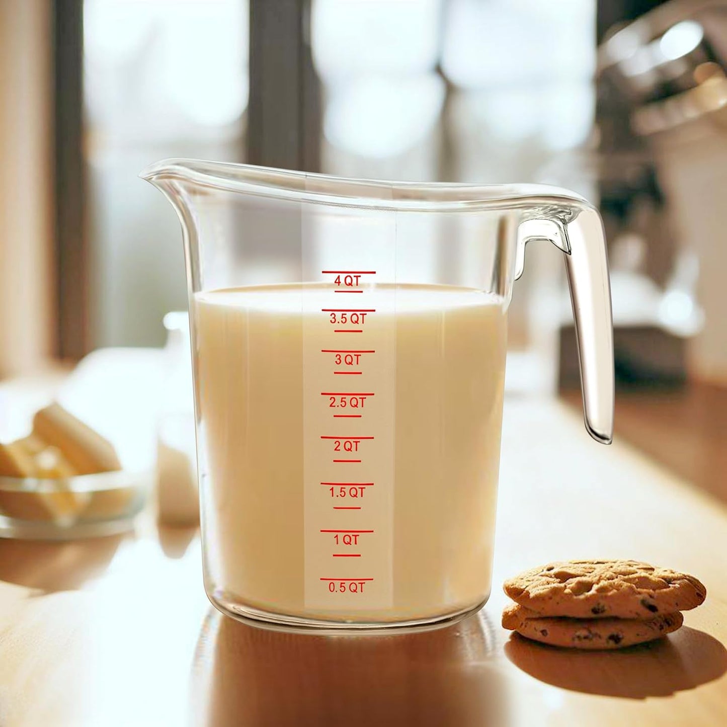 Amazing Abby - Melissa - 128-Ounce Plastic Measuring Pitcher (1-Pack), 16-Cup (4-Quart) Food-Grade Measuring Jug, Unbreakable, Stackable, Dishwasher-Safe, Great for Oil, Vinegar, Flour, and More