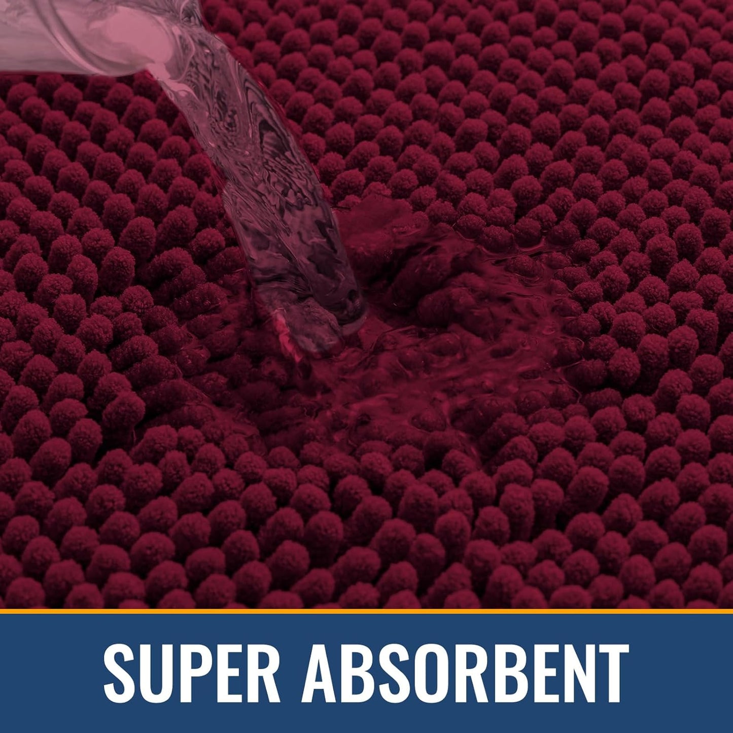 Arotive Bathroom Rugs 30x20, Extra Soft Absorbent Shaggy Chenille Bath Rugs, Machine Washable Rubber Backing Non-Slip Bath Mats for Bathroom Floor Tub and Shower, Home Decor Accessories, Burgundy