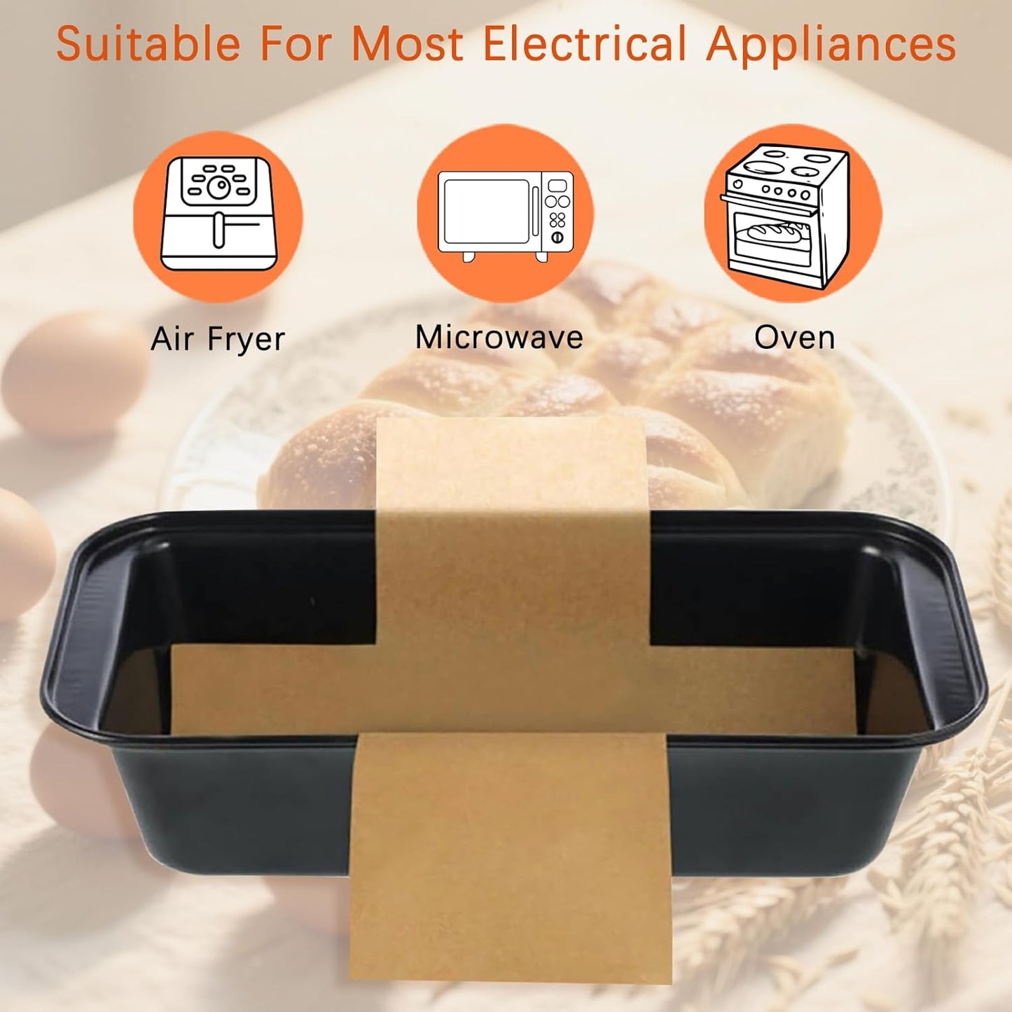 100 Pcs Loaf Pan Liners for Baking Bread 9x5 inches, Baking Paper, Non-Stick Greaseproof Paper, Bread Pan Parchment Paper for Baking Toast Bread, Cakes, Banana Bread