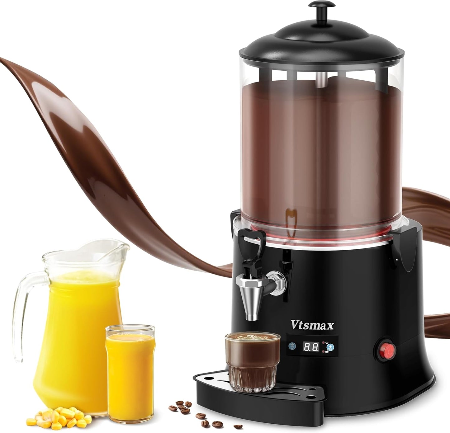 10L Commercial Hot Chocolate Machine 86-194℉ Intelligent temperature control hot chocolate maker, hot beverage dispenser for Chocolate Drink, Cocoa, Milk, Coffee, Juice (10L)