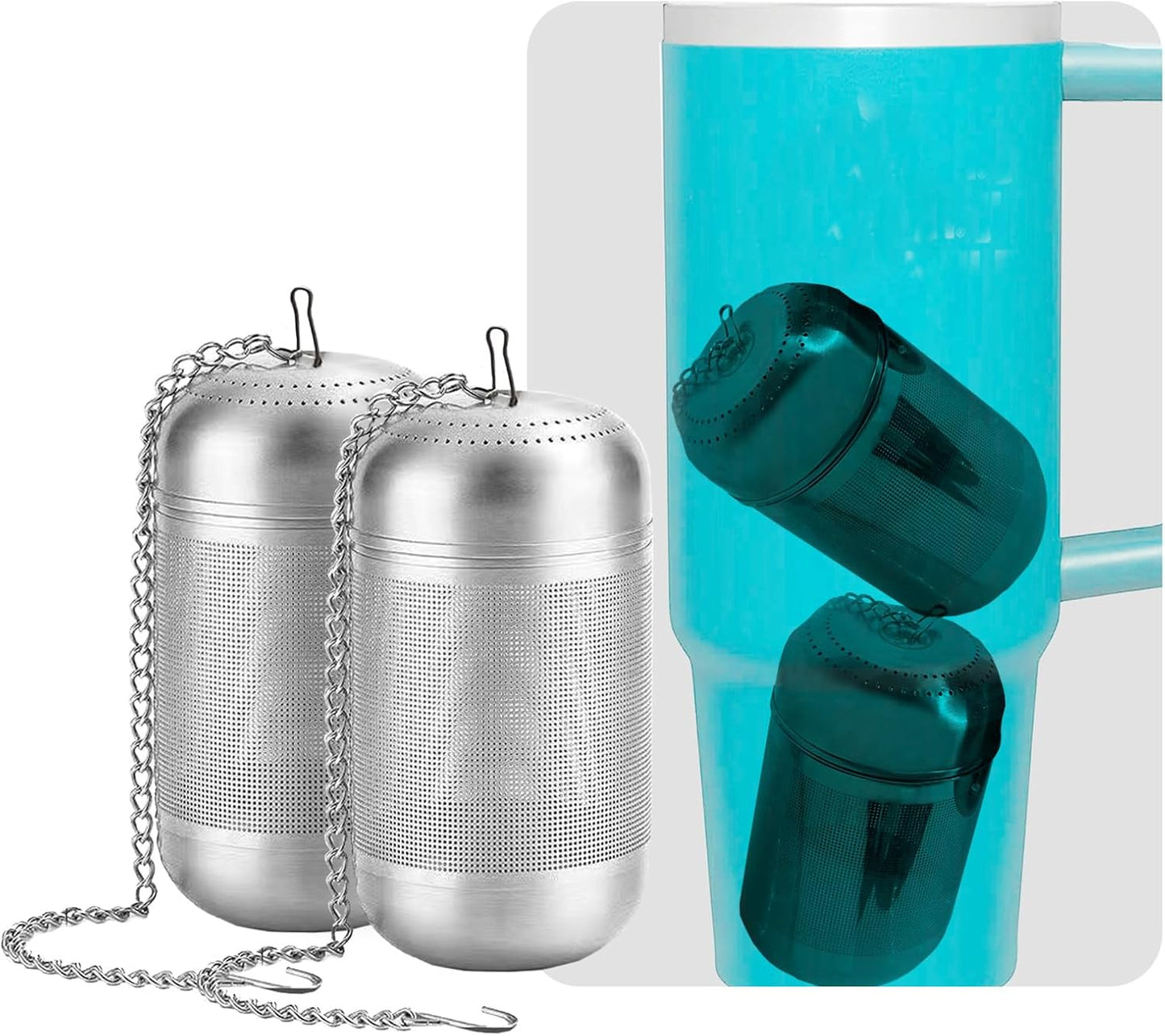 2PCS Medium Size Stainless Steel Tea Infuser Wide Mouth Bottles.,Compatible with Stanley,Hydro Flask, Iron Flask, Takeya, ThermoFlask