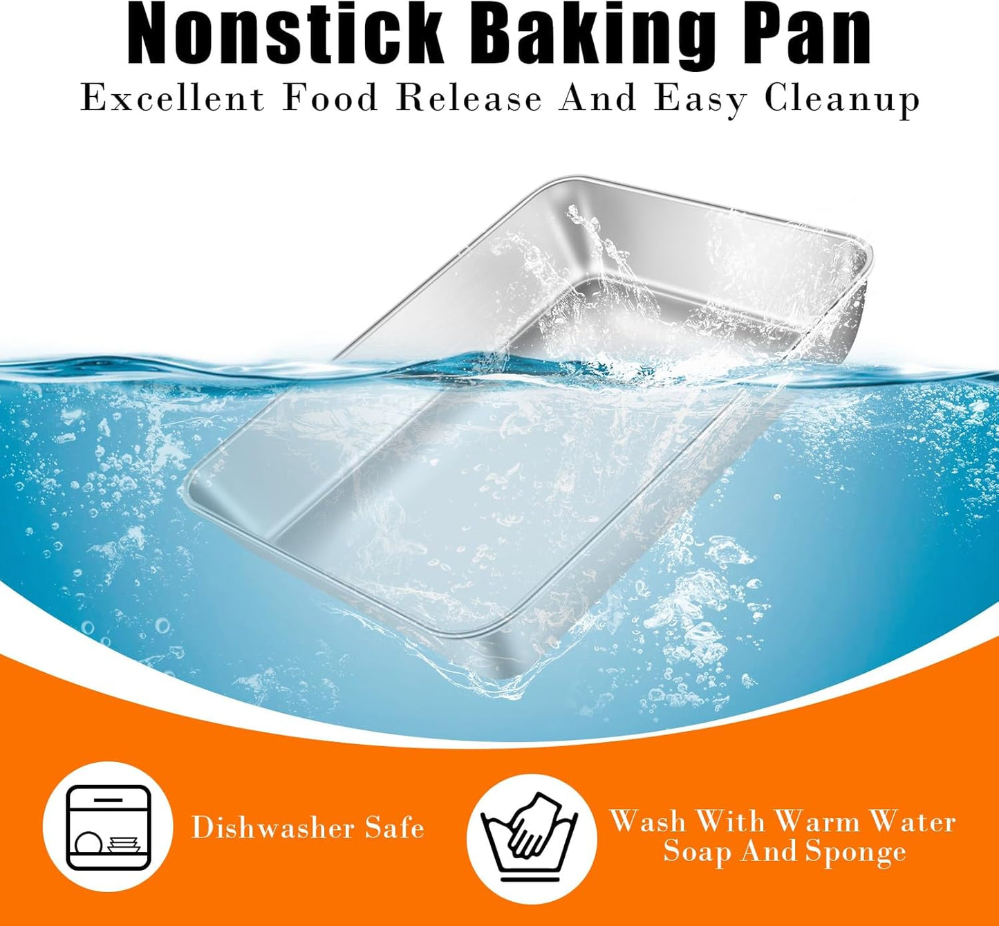 Non-Stick 304 Stainless Steel Baking Sheet Pan - 12"x9"x2" Multipurpose Dishwasher Safe Cookie Sheet | Healthy, Warp & Rust Resistant Bakeware for Pizza, Lasagna, Roasting