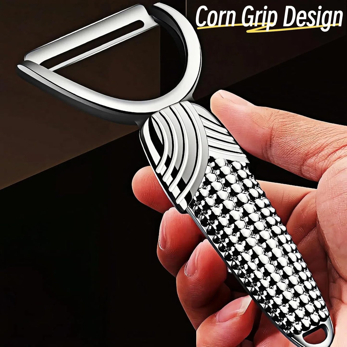 Maxjoy Vegetable Potato Apple Carrot Fruit Veggie Peeler - Corn Kernel Ergonomic Handle, Ultra Sharp Stainless Steel Blades - Silver