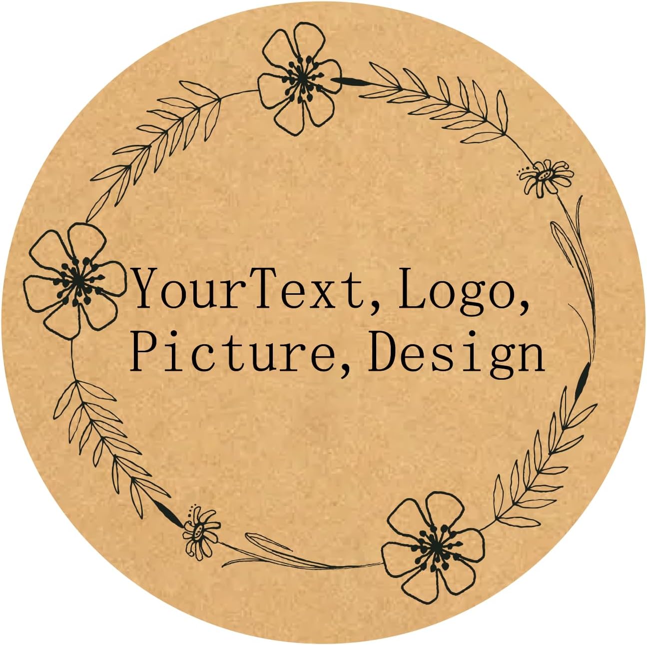 Custom Stickers Kraft Paper Labels Personalized Withe Text, Business Logo Customized Food Jars Labels Bakery Label Sticker Package Favor Canning Circle 100pcs (Style 7)