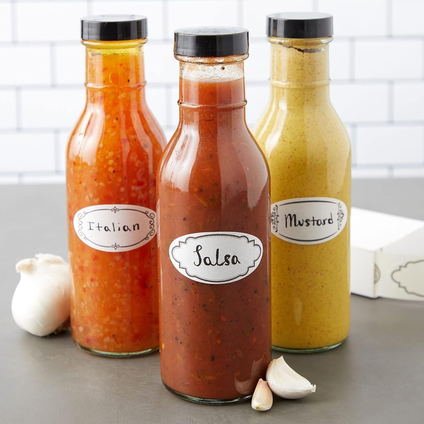 Juvale 300-Piece Dissolvable Labels for Food Storage Containers and Mason Jars - 8 Unique Sticker Designs for Kitchen, Pantry, and Canning Jars (1 x 2.25 Inches)