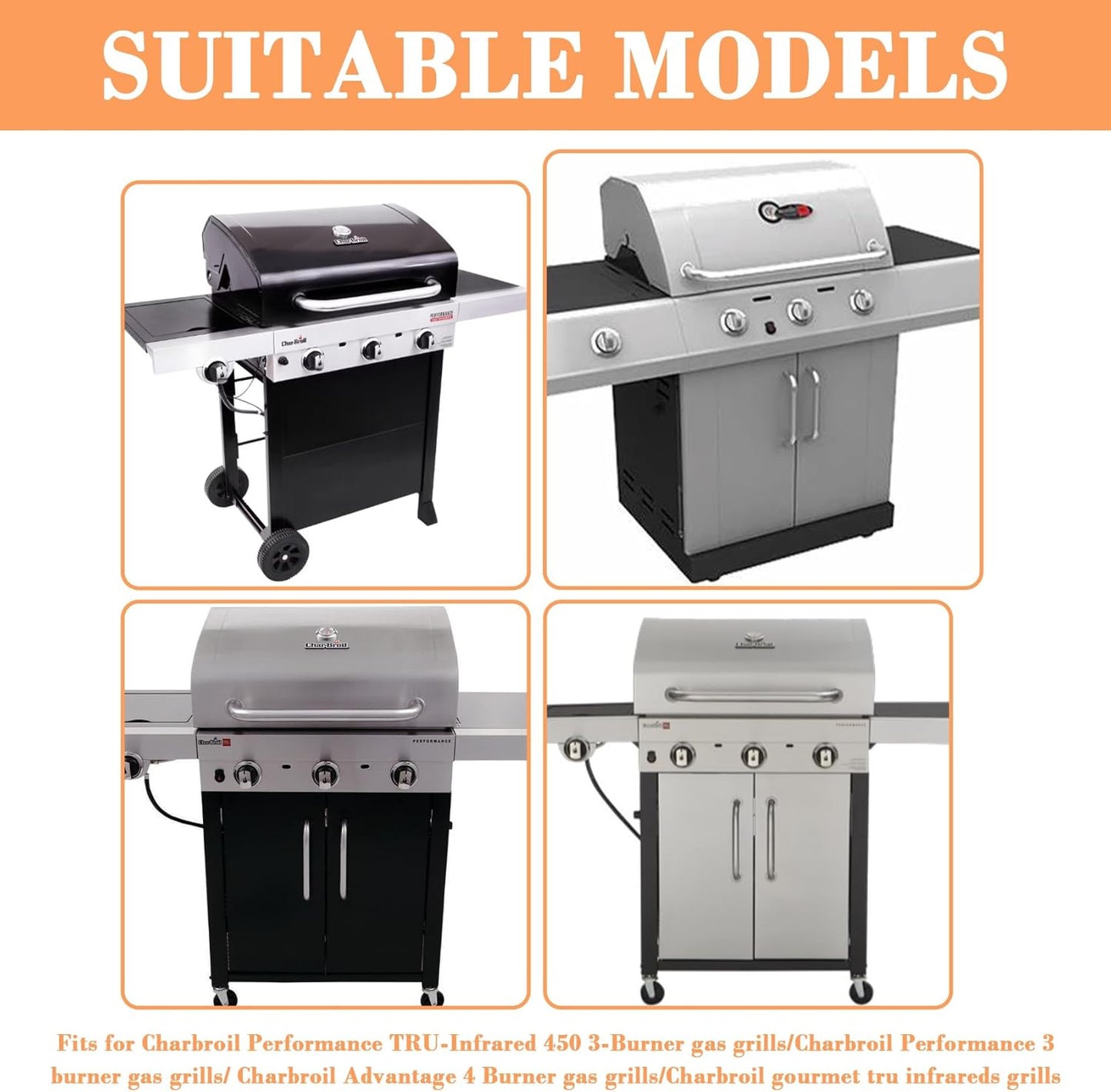 Griddle Inserts for Charbroil Performance TRU-Infrared 450 3-Burner 463371719 463370719 463371116 463280019 Gas Grills, Griddle Top Replacement Parts for Charbroil Performance 4 Burner Grill