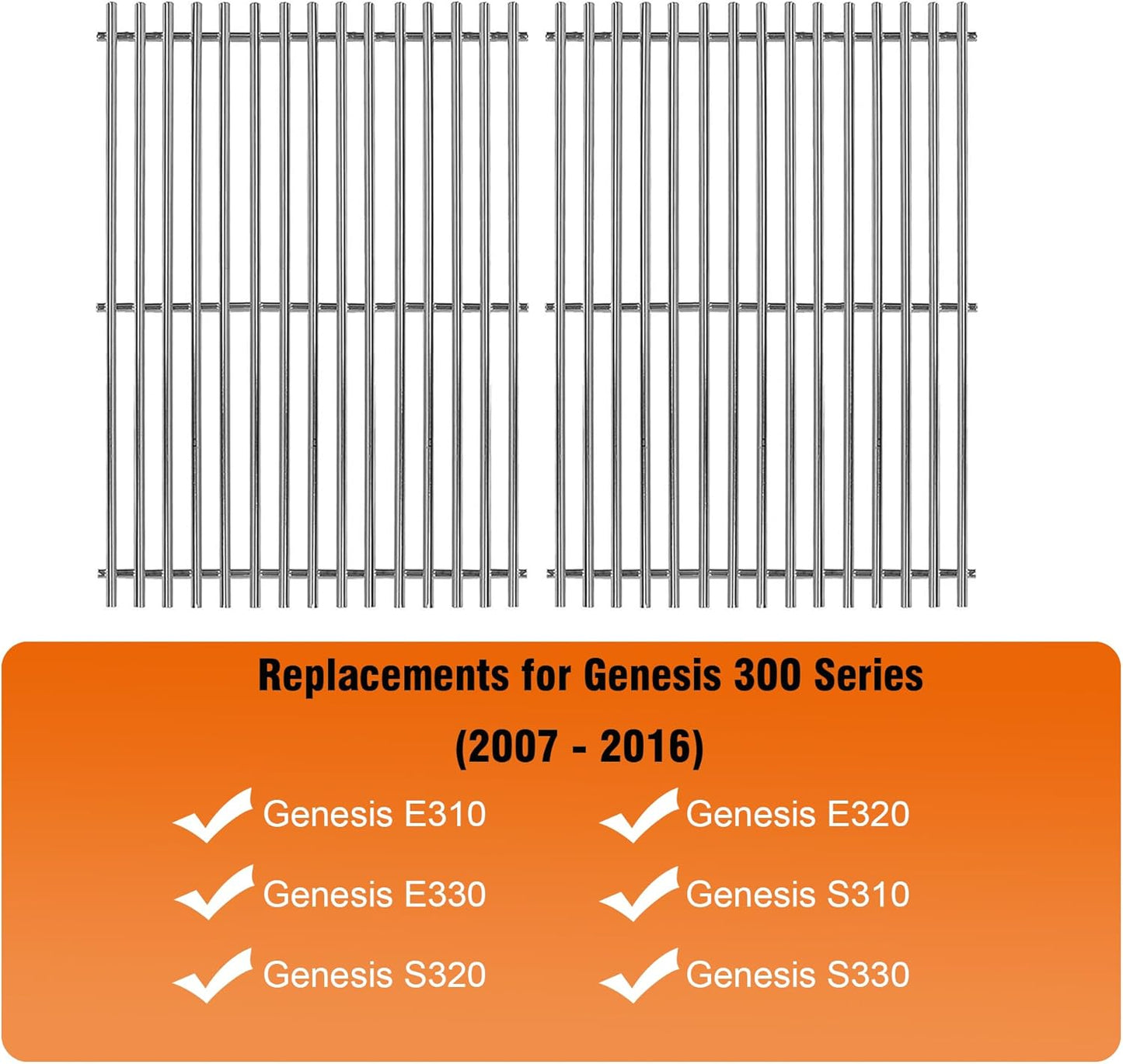 19.5" Stainless Steel Cooking Grates for Weber Genesis 300 Series, 19.5" Grill Grates Replacement Parts for Genesis E310 E320 E330 S310 S320 S330, Weber Genesis Grill Grates 7528/7524