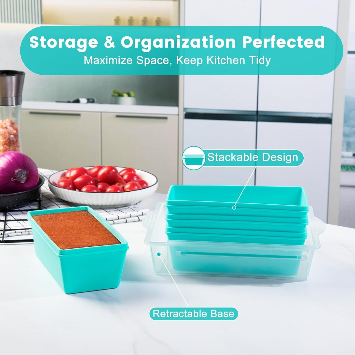 Gemice BPA-Free Silicone Freezer Molds with Base, Individual 4-Pack 2-Cup Portion Soup Cubes Freezer Tray with Lids for Food Storage, Oven & Dishwasher Safe, Silicone Freezer Containers for Meal Prep