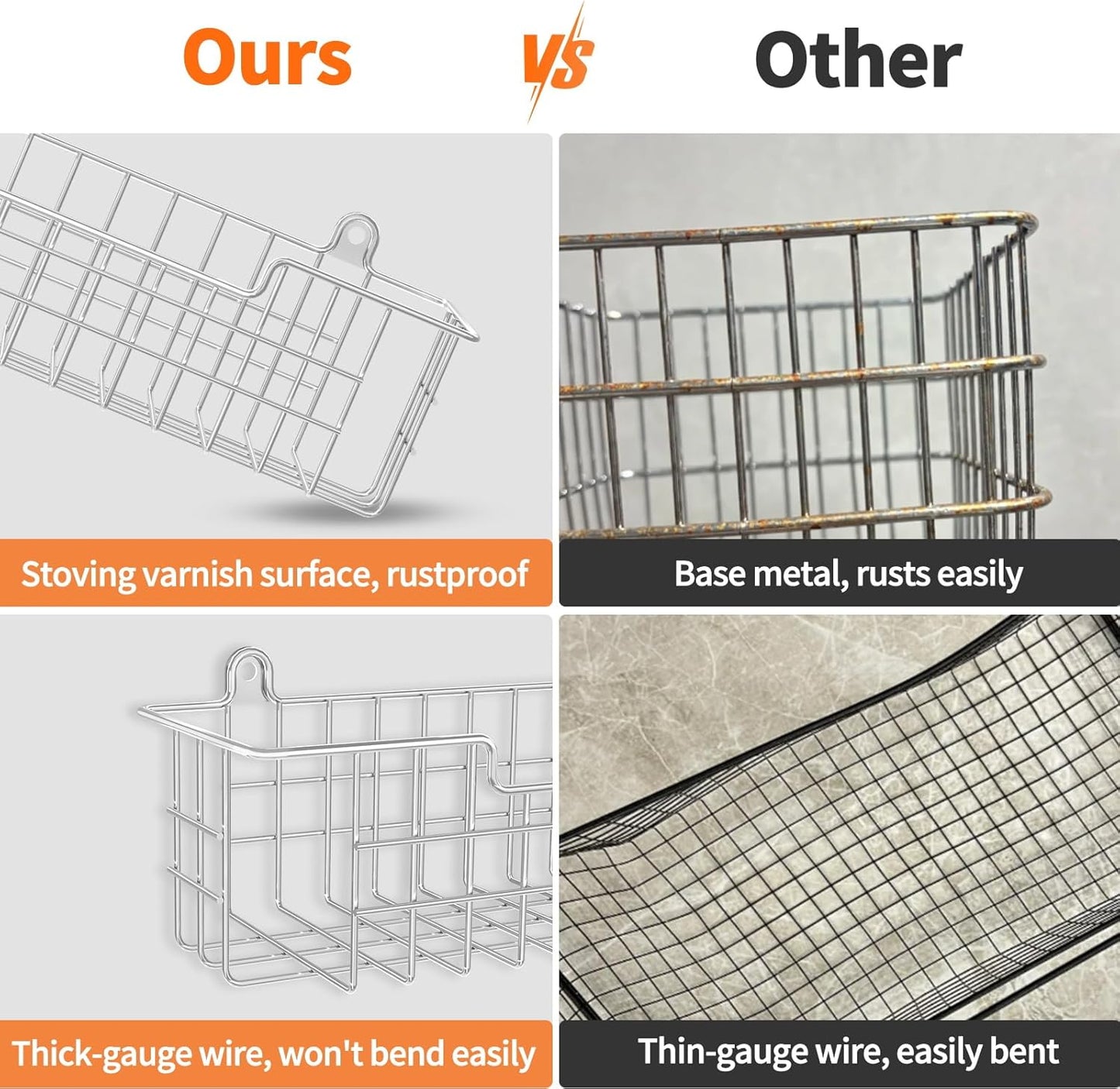 Spice Rack Wall Mount, 4-Pack Seasoning Organizer for Kitchen Storage Organization, Spice Holder Shelf Saving Space for Cabinet, RV, Pantry, Silver