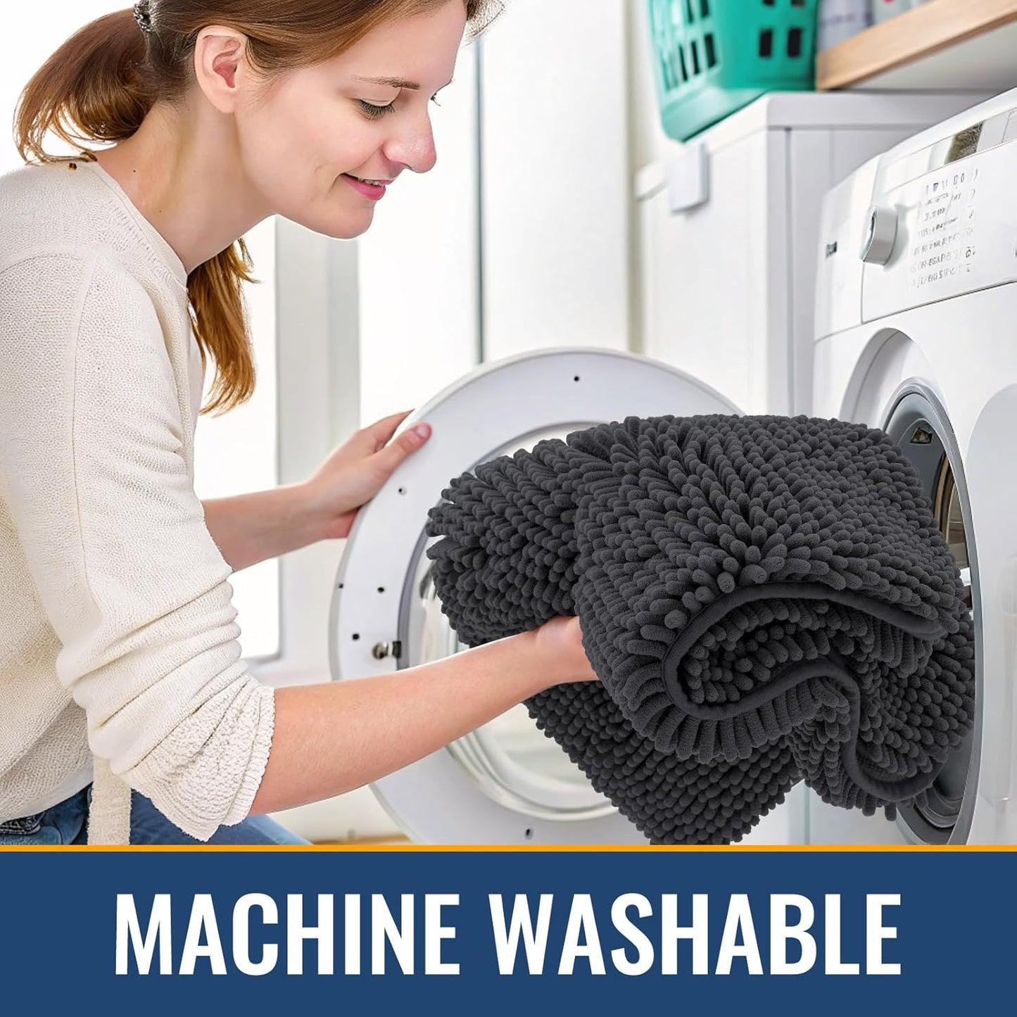 Arotive Bathroom Rugs 36x24, Extra Soft Absorbent Shaggy Chenille Bath Rugs, Machine Washable Rubber Backing Non-Slip Bath Mats for Bathroom Floor Tub and Shower, Home Decor Accessories, Dark Grey