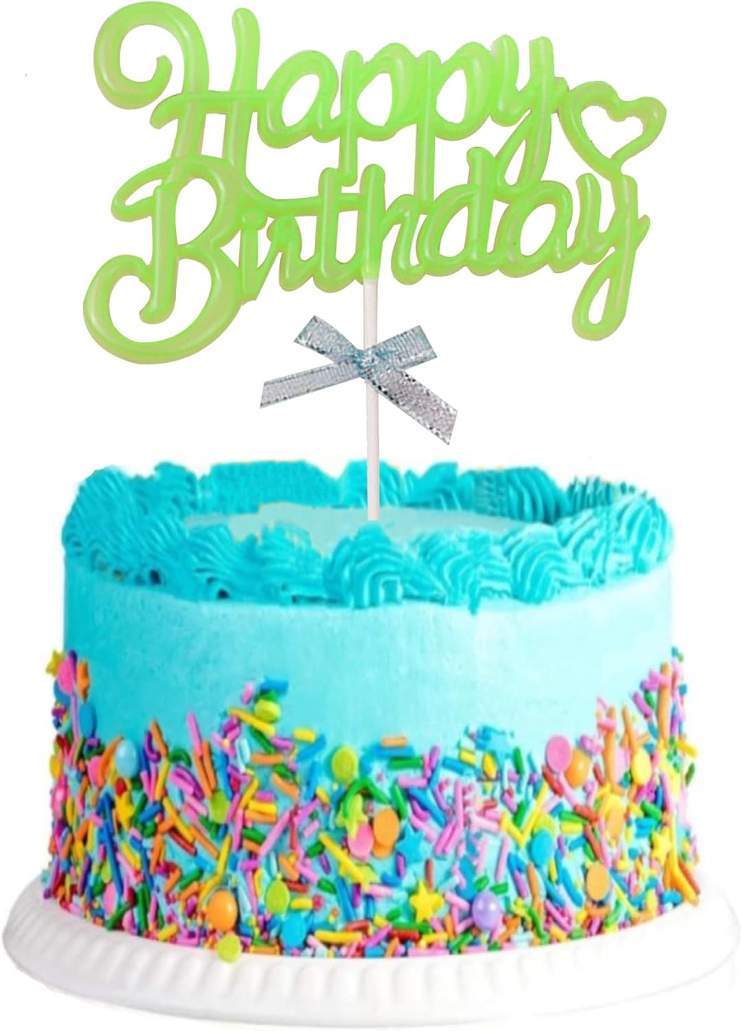 Glow Party Neon Birthday Cake Toppers Happy Birthday Cake Topper 3D Green Cake Decorations