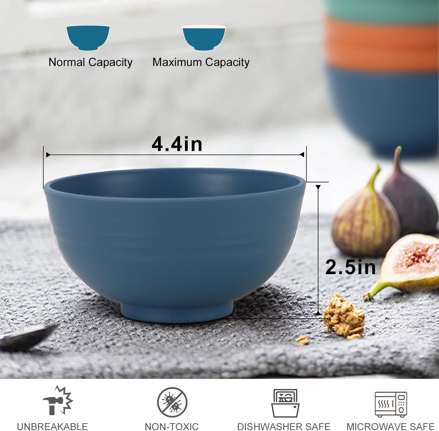 wheat straw small bowls 10oz set of 8 - Unbreakable Dessert Bowls set for kids - Mini Bowls for Ice Cream,Snack and Fruits - Microwave & Dishwasher Safe Appetizer Bowls