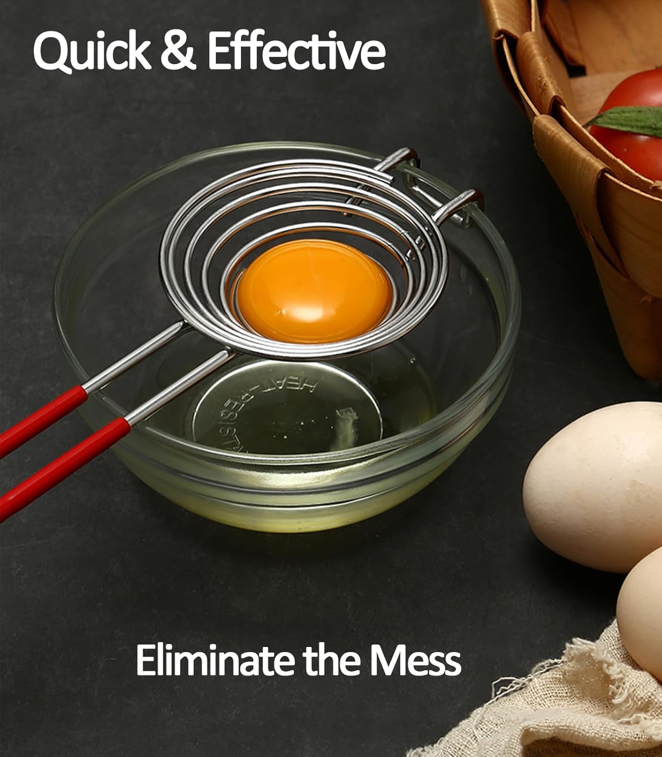 Egg Separator Egg Yolk White Separator Stainless Steel Egg White Yolk Sifting Filter Egg Divider Kitchen Tool for Baking/Cooking