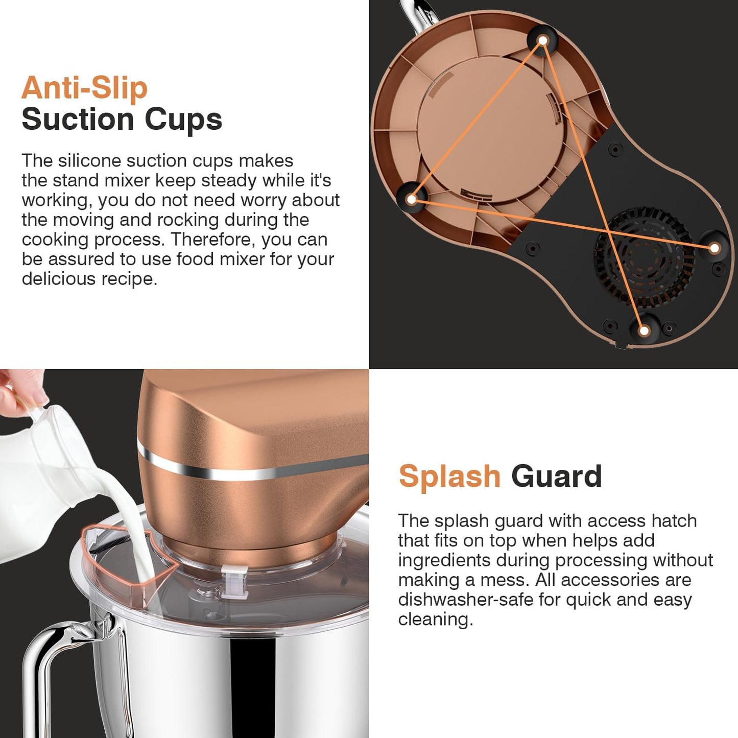 Mini Angel Stand Mixer,10-Speed 5QT Kitchen Electric Mixer,Tilt-Head Food Mixer with Dough Hook, Wire Whisk, Flat Beater, Stainless Steel Bowl (Champagne)