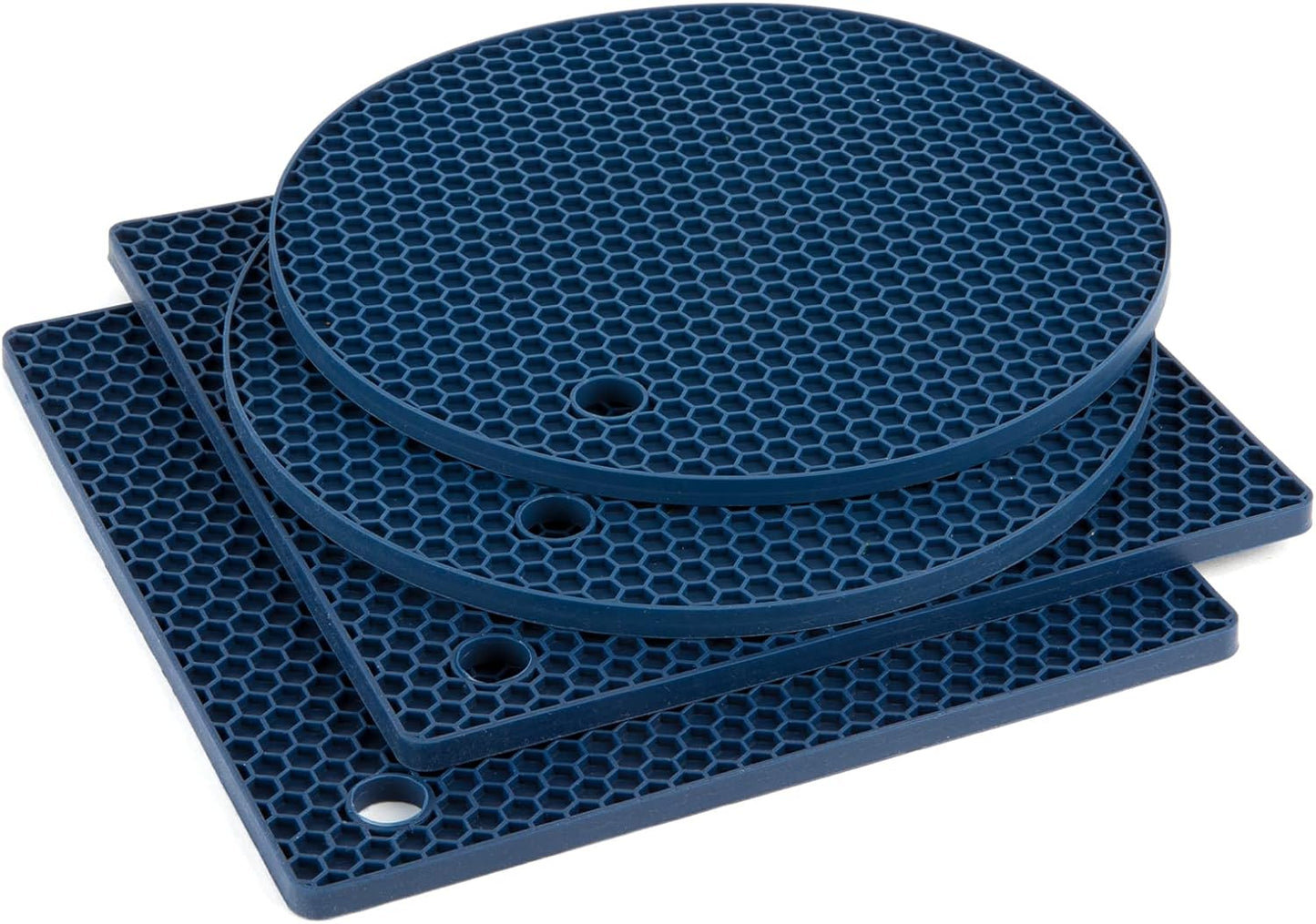 Joyhalo Trivets for Hot Dishes - Hot Pads for Kitchen, Silicone Pot Holders for Hot Pots and Pans, Silicone Mats for Kitchen Countertops, Table, Flexible Easy to Wash and Dry, Navy