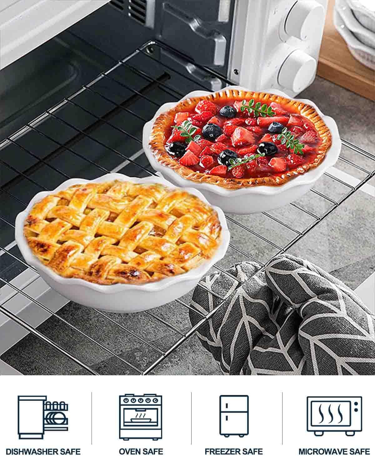 Ceramic Mini Pie Pans, 6.5 Inch Individual Small Pie Pans, 12 Oz Pie Dish Ramekins for Baking Chicken Pot Pie, Quiches, Fruit Pies, Set of 6, White