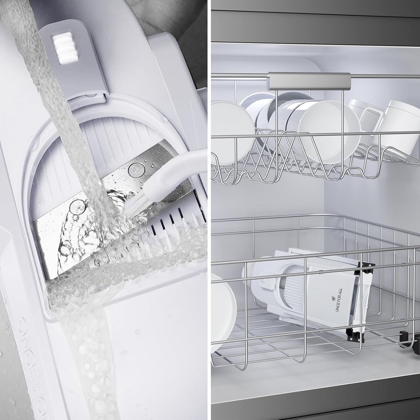 ONCE FOR ALL Safe Vegetable Slicer For Kitchen, Professional Mandoline Slicer For Food Potato Slices, Thickness Adjustable 0.1-8 mm Kitchen Artifact Fast Meal Prep (White)