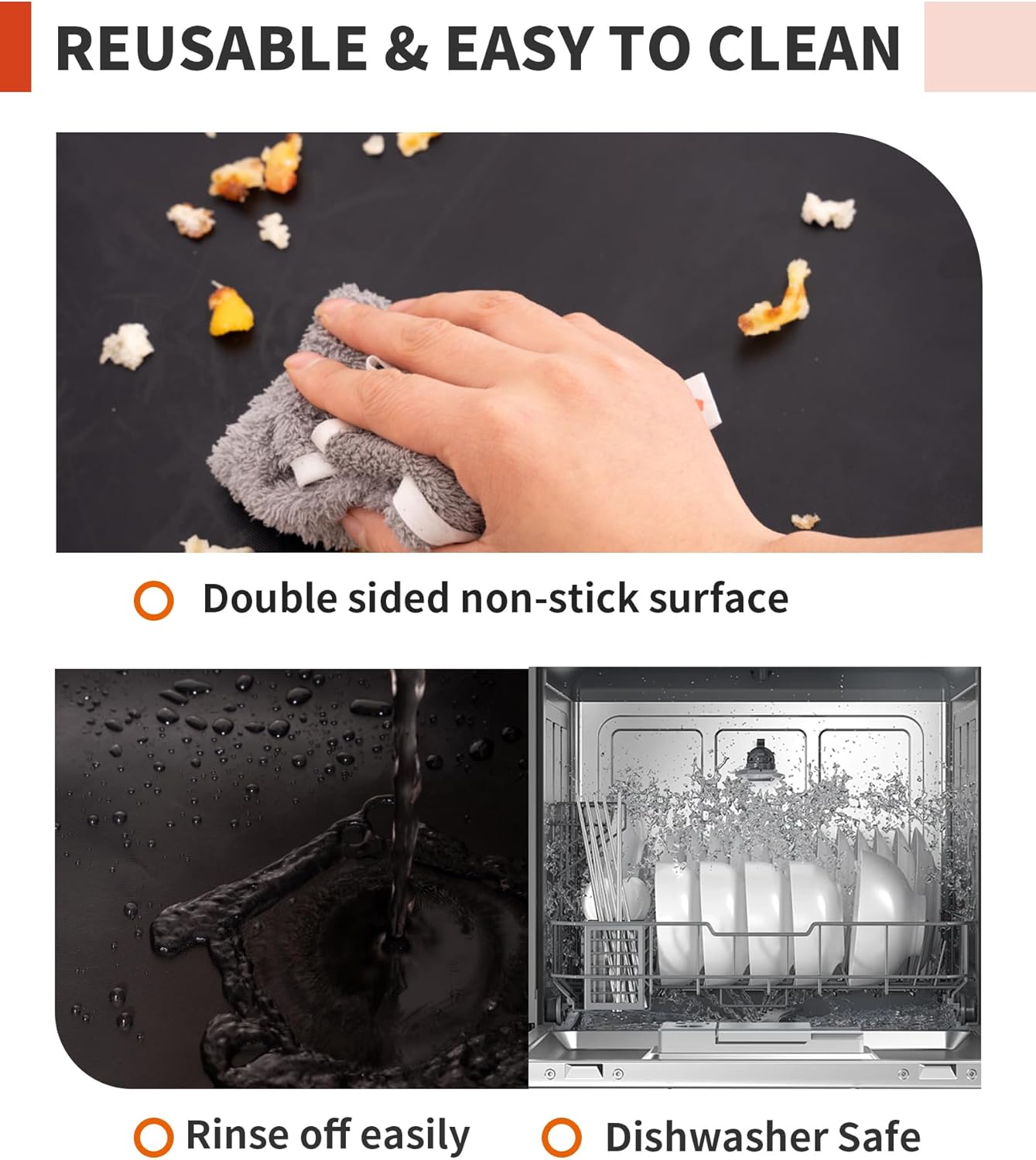 3 Pack Oven Liners for Bottom of Oven, 17x25" Large Heavy Duty Non-Stick Reusable Oven Mat for Electric, Gas, Toaster & Convection Ovens - BPA & PFOA Free, Dishwasher Safe, Kitchen Essentials, Black