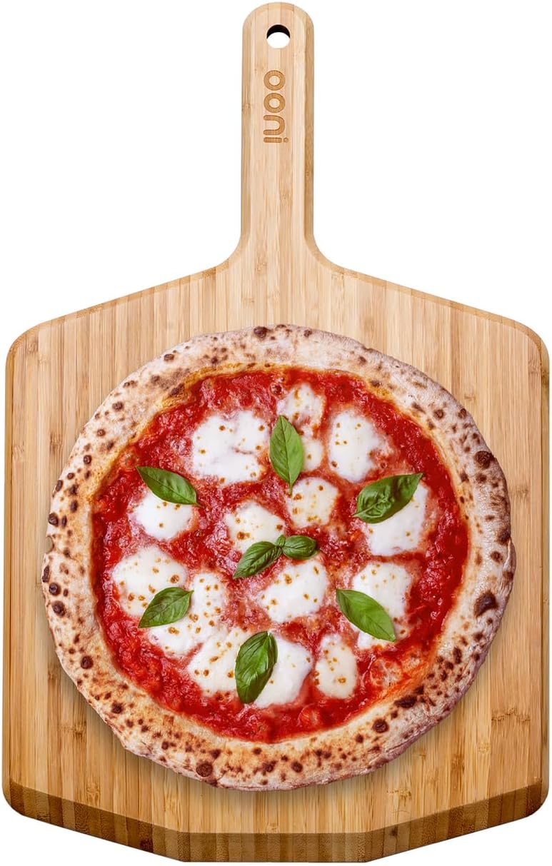 Ooni 12” Bamboo Wood Pizza Peel –12 Inch Pizza Spatula Paddle, Wooden Pizza Cutting Board, Pizza Oven Accessories