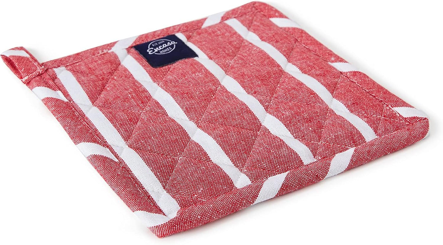 Encasa XO 8 inches Oven Microwave Potholders (2 pc Set) for Kitchen Cooking & Baking - Heat Resistant, Thick & Safe, Protection of Hands from Hot Utensils