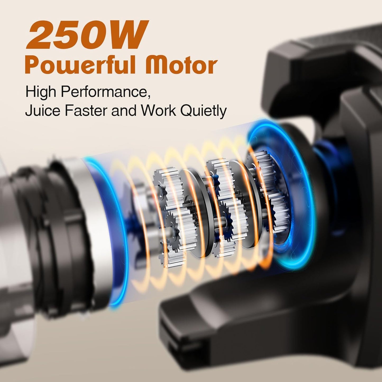 Cold Press Juicer Machines,Fretta 5.3'' Self Feeding Slow Masticating Juicers Fit Whole Fruits & Vegetable Easy Clean Juice Extractor,Tritan Material BPA Free 250W (Yellow)