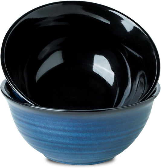 MEKY Ceramic Mixing Bowls Set of 2, 84OZ Large Nesting Salad Bowls - Perfect for Cooking, Baking, Soup, Pasta, Fruit and Popcorn, Deep Bowls Ideal for Microwave and Dishwasher Safe (Blue)