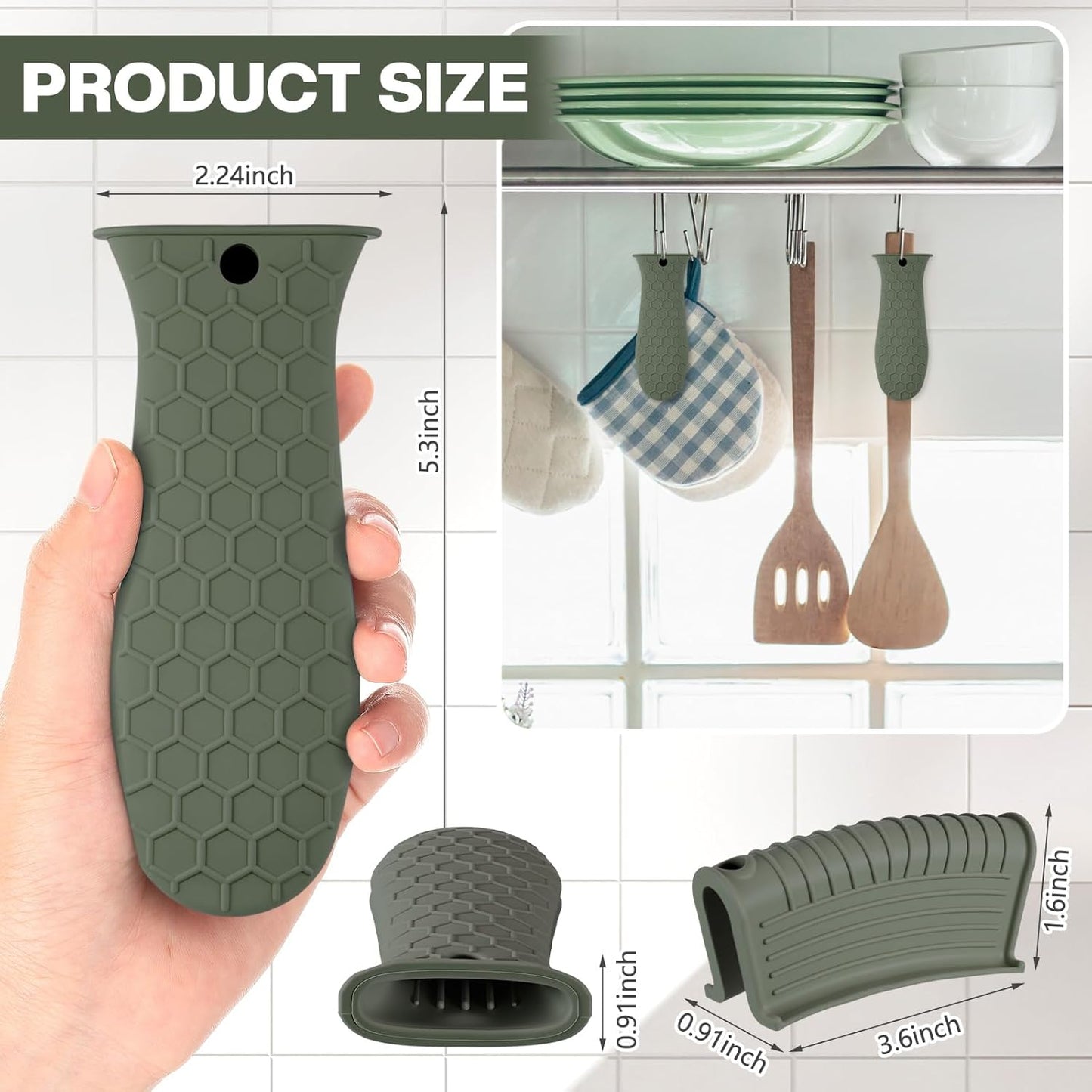 Patelai 8 Pcs Silicone Pot Holders Cast Iron Handle Cover Heat Resistant Pot Handle Covers Potholder Non Slip Reusable Pan Sleeve for Frying Pan Kitchen Supplies(Dark Color)