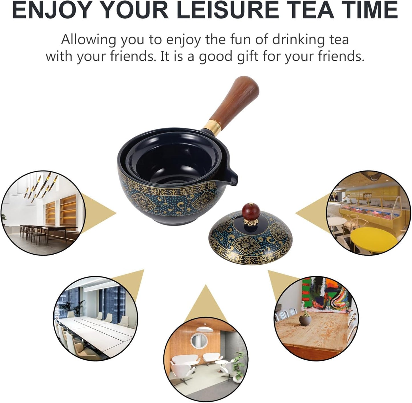 Chinese Ceramic Teapot Classical Porcelain Chinese Gongfu Tea Set 360 Rotation Ceramic Teapot with Tea Strainer for Loose Leaf Tea