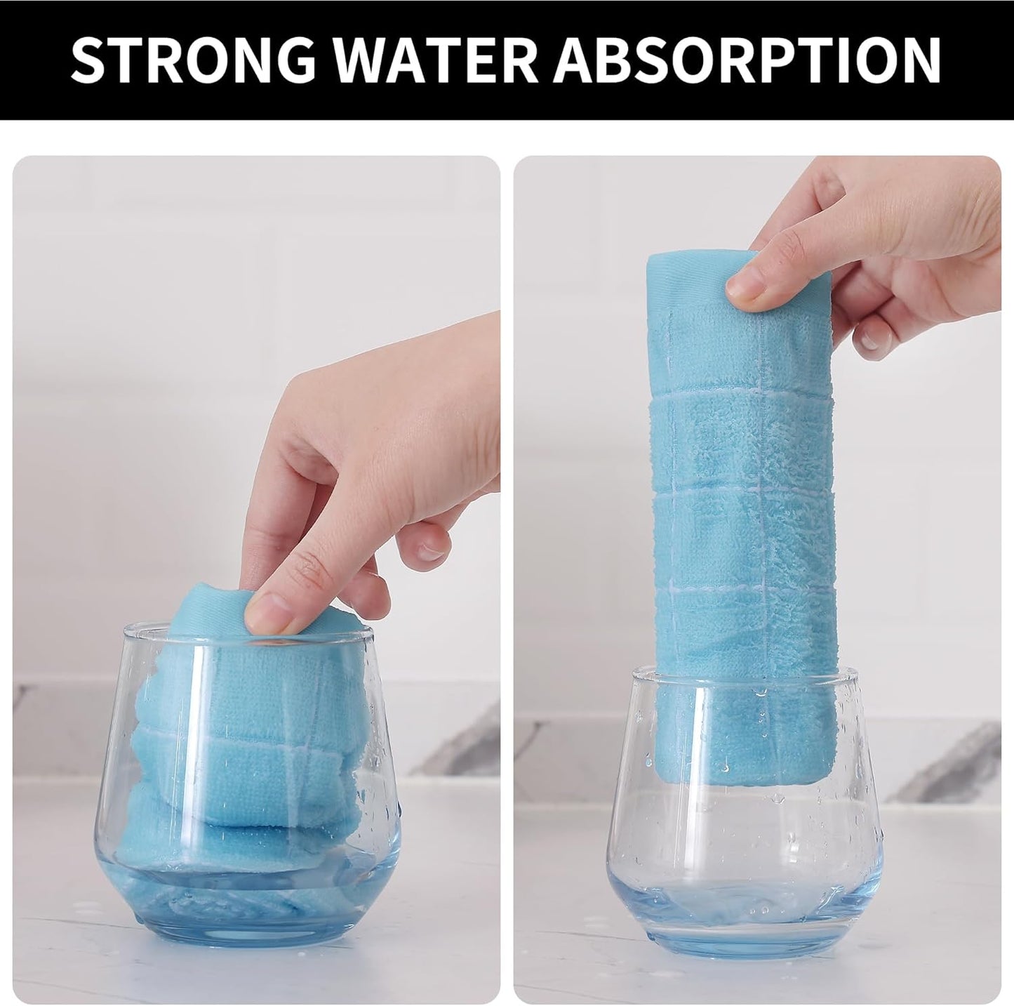 Homaxy 100% Cotton Terry Kitchen Dish Cloths, Ultra Soft and Absorbent Dish Towels for Kitchen, Suitable for Drying and Washing Dishes, 6 Pack, 12 x 12 Inches,Sky Blue