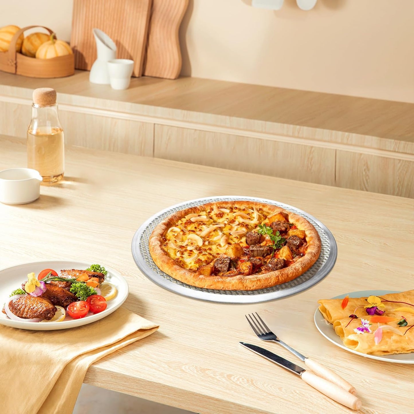 3 Pcs Pizza Screen, 12 Inch Pizza Pan for Oven, Nonstick Pizza Tray for Oven, Dishwasher Safe & Microwave Safe (12 inch)