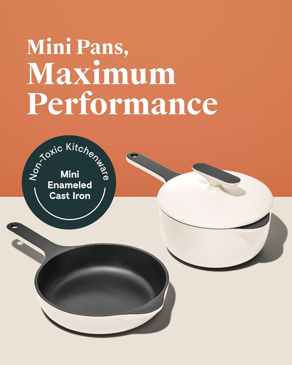 Caraway Cast Iron Skillet - 8” Enameled Cast Iron Pan With 3 Layer Enamel Coating - No Seasoning Required - Compatible With All Stovetops - Free From Forever Chemicals - Charcoal