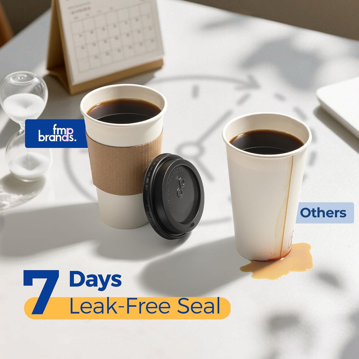 Fit Meal Prep 500 Pack 16 oz Disposable Coffee Cups with Lids, Sleeves, Leak-Proof To Go Coffee Cups with Lids, Durable Paper Cups for Hot Beverage, Home, Office, Party