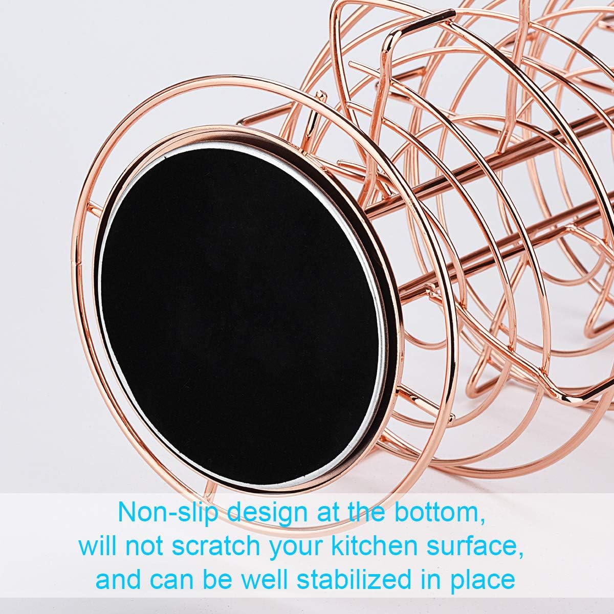 Toplife Spiral Design Metal Egg Skelter Dispenser Rack, Storage Display Rack, Rose Gold