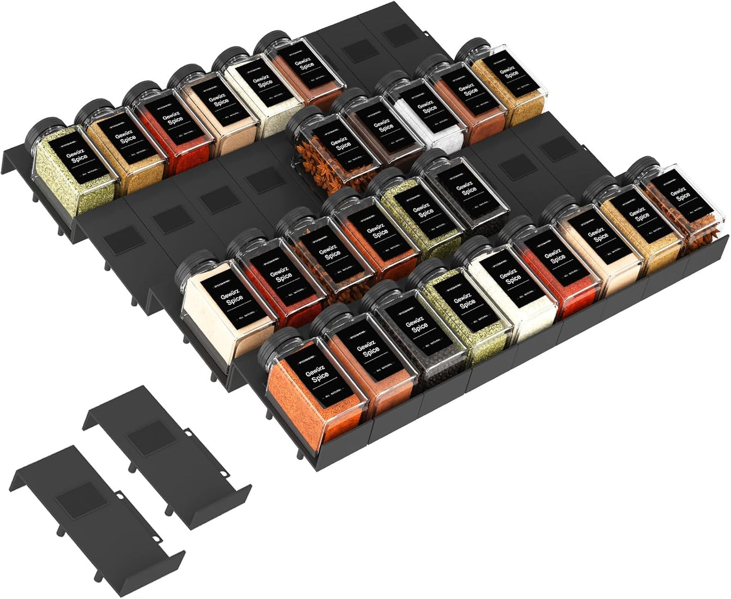 Famhap Spice Drawer Organizer, 36PCS Interlocking Expandable Seasoning Rack Tray Insert for Kitchen Drawers, Spice Rack Drawer for Spice Jars