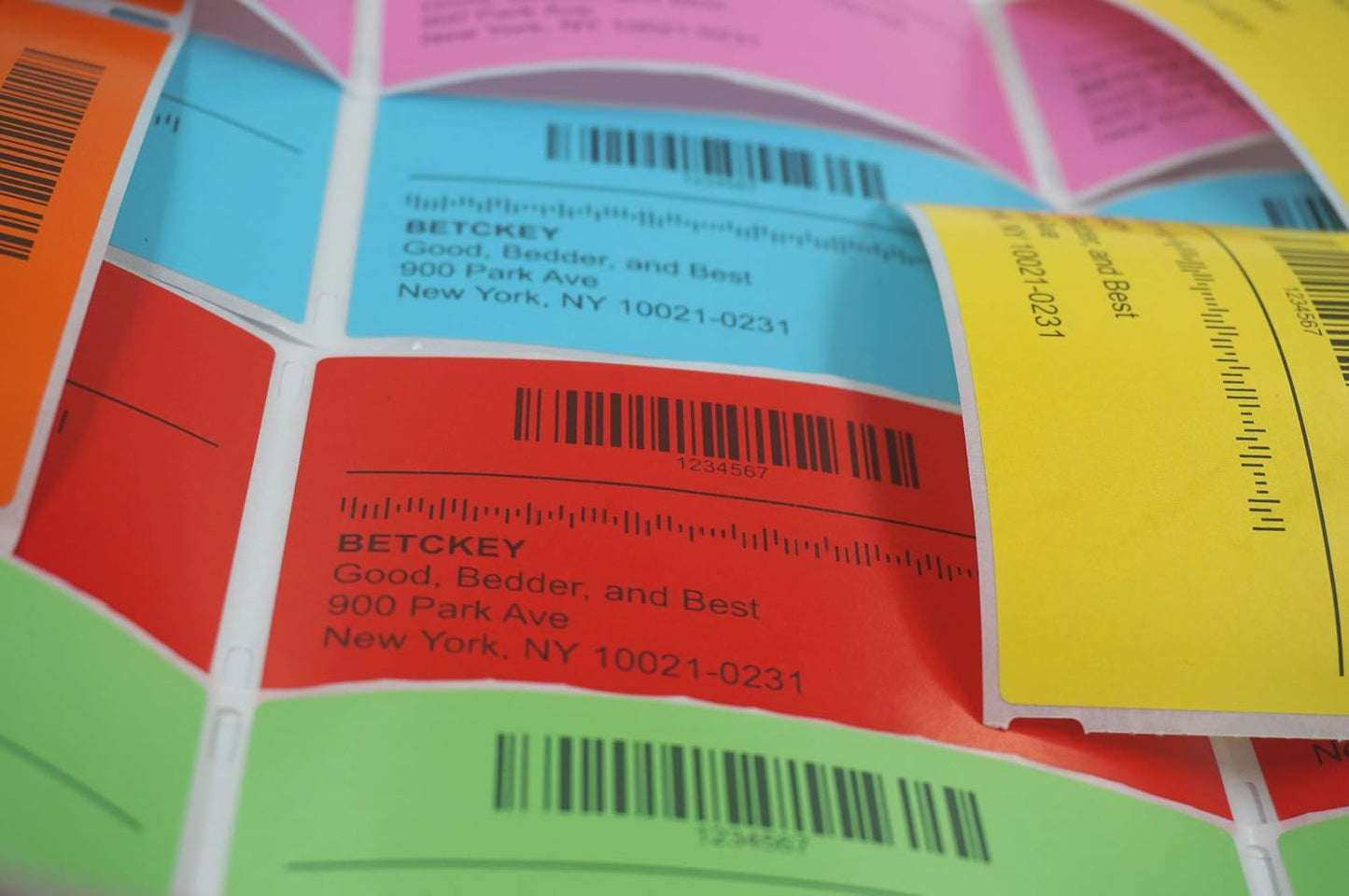 BETCKEY - 2" x 1.5" UPC Barcode & Address Labels Compatible with Zebra & Rollo Label Printer,Premium Adhesive & Perforated[Pink, 6 Rolls, 6000 Labels]