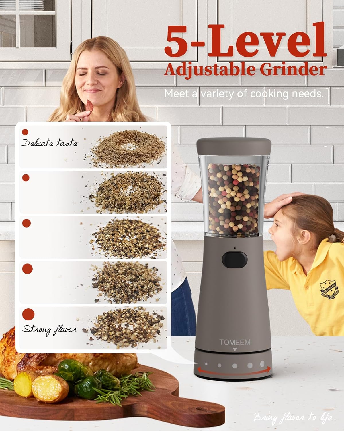 Electric Salt and Pepper Grinder Set with Storage Base, Stainless Steel Rechargeable Salt and Pepper Grinder Set with 4.5 oz Large Capacity, 1.8" Wide Mouth, Adjustable Coarseness, Ideal for Kitchen
