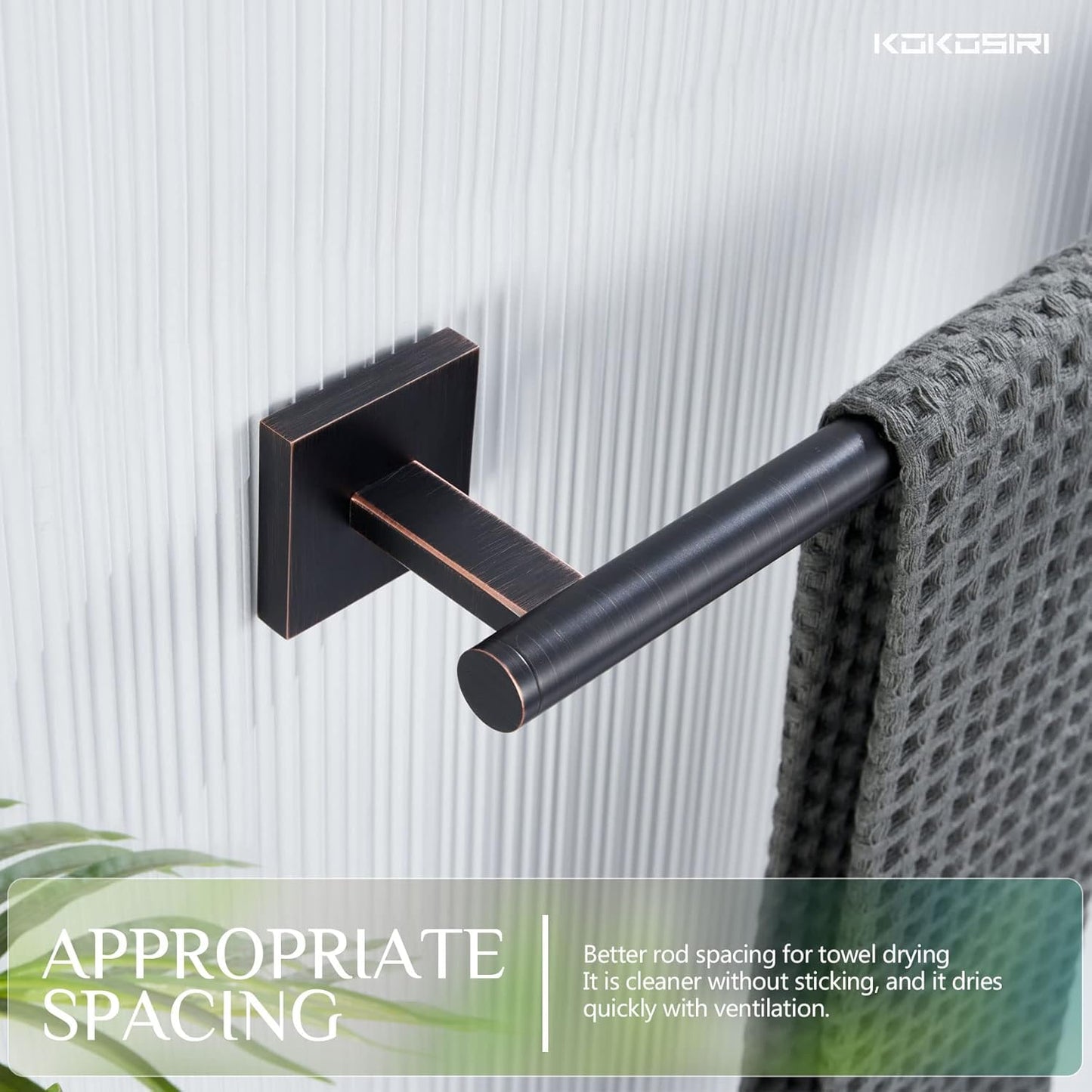 KOKOSIRI Bathroom Towel Bar Bath Towel Holders for Toilet Kitchen Cabinet Wall Mount 24 Inch, 2 Pack Oil Rubbed Bronze Stainless Steel B4005ORB-L24-P2