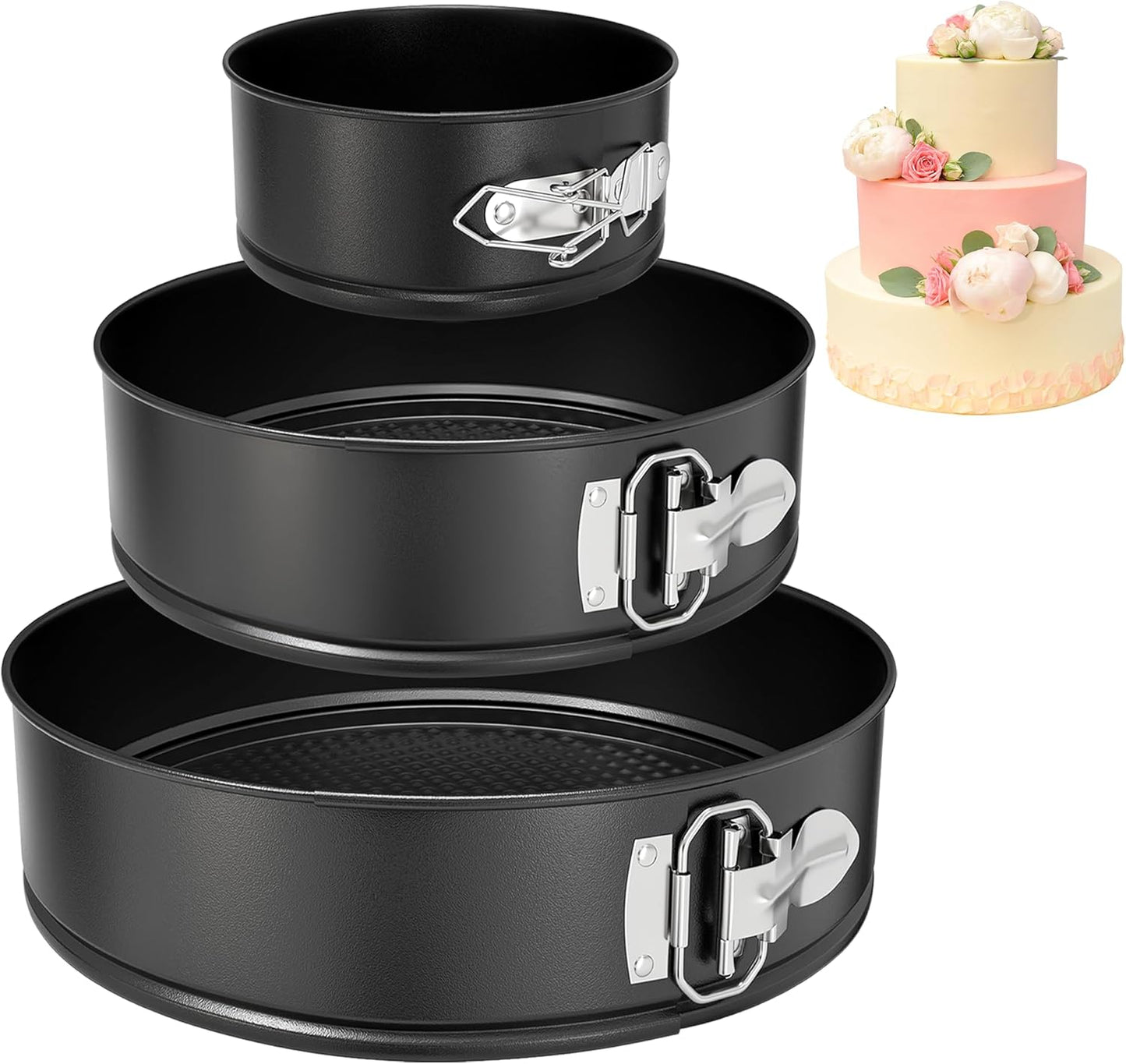 Springform Pan Set of 3 Pcs (4"/7"/9"), Non-stick Cheesecake Pans with Removable Bottom, Round Spring Form Cake Pans Set for Cheesecake, Cheese Cake Pans For Baking