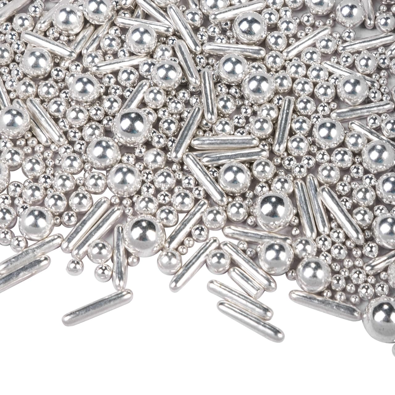 Dazzjoy Silver Pearl Rods Sprinkles, 130g/4.58oz, Mix Size, Pearl Sprinkles for Cupcake Decorating, Cupcake Toppers, Cake Decorations, Ice Cream, Wedding Party Valentines Easter Supplies