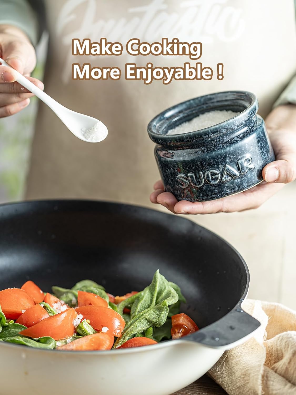 Gomakren Sugar Bowl with Lid and Spoon, Sugar Container Sugar Dish 10oz, Ceramic Sugar Jar for Coffee Bar, Kitchen, Countertop - Modern Farmhouse Kitchen Christmas Decor, Blue